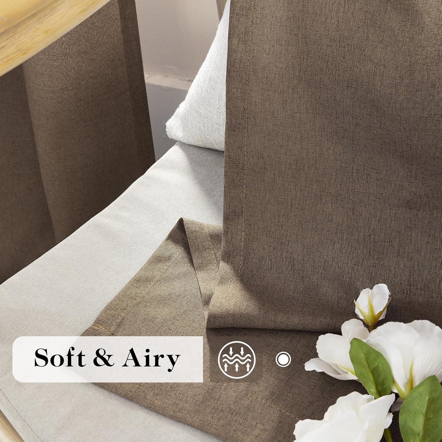 Heather Grey Faux Linen Room Darkening Curtain (1 Panel), Heather Grey, 50W X 96L