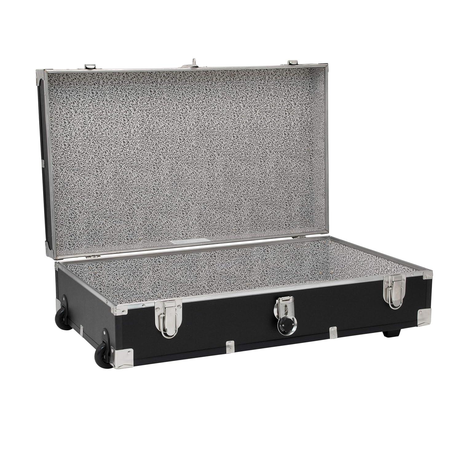 31 in. Under the Bed Trunk with Wheels & Lock, Black