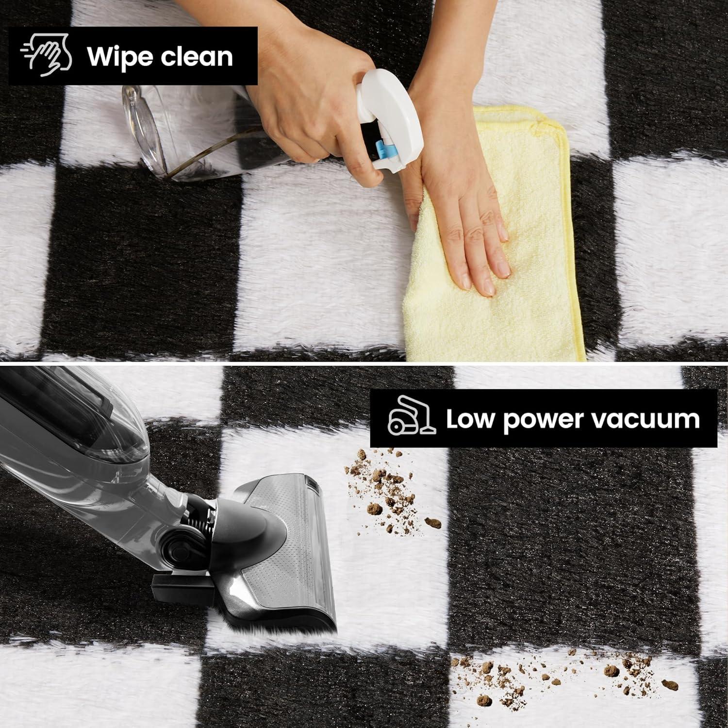 Luxe Weavers Checkered Black and White Geometric 8x10 Area Rug