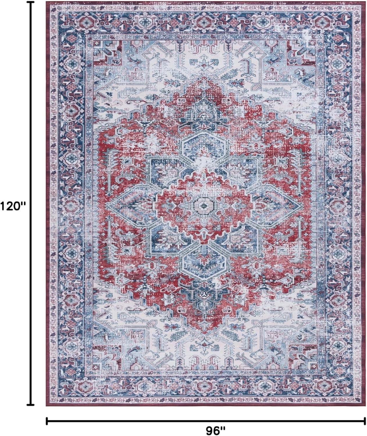Tucson TSN101 Power Loomed Machine Washable Area Rug - Red/Navy - 8'x10' - Safavieh.