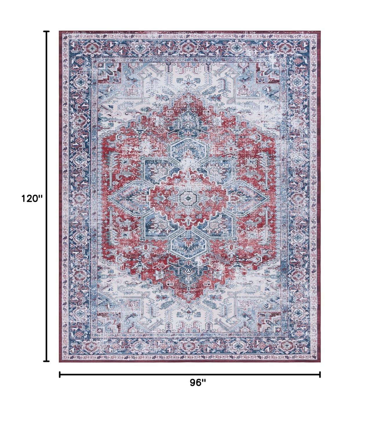 Tucson TSN101 Power Loomed Machine Washable Area Rug - Red/Navy - 8'x10' - Safavieh.