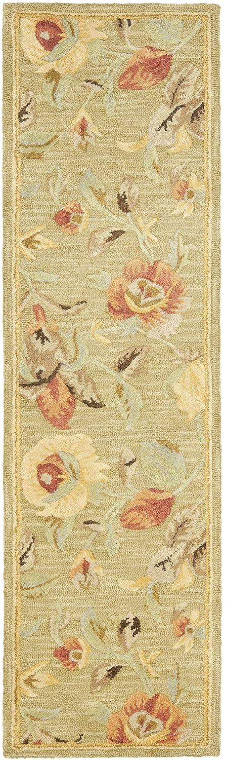 Blossom BLM785 Hand Hooked Runner Rug - Green/Multi - 2'3"x8' - Safavieh.