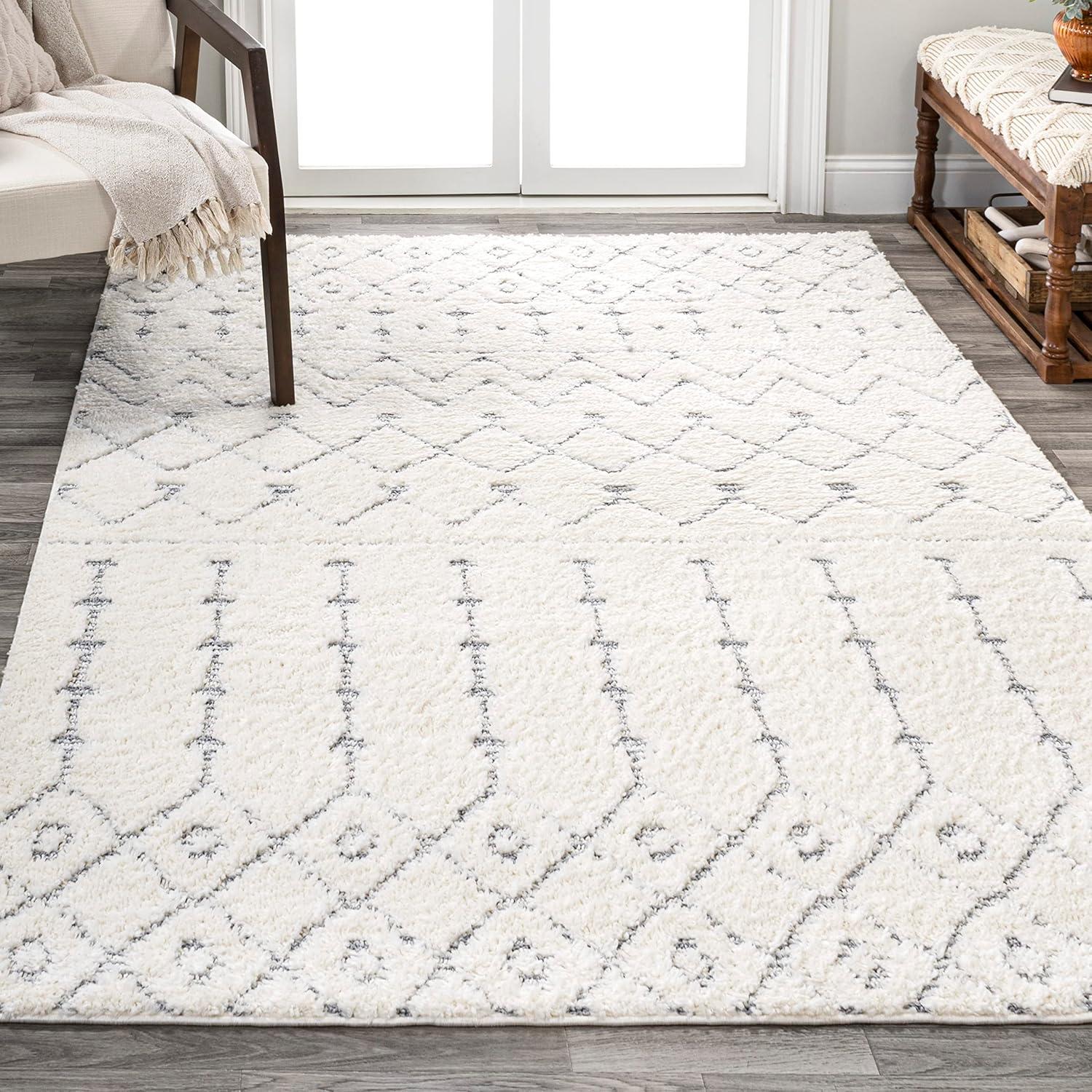 Pia Moroccan Trellis Plush Carved Area Rug - JONATHAN Y