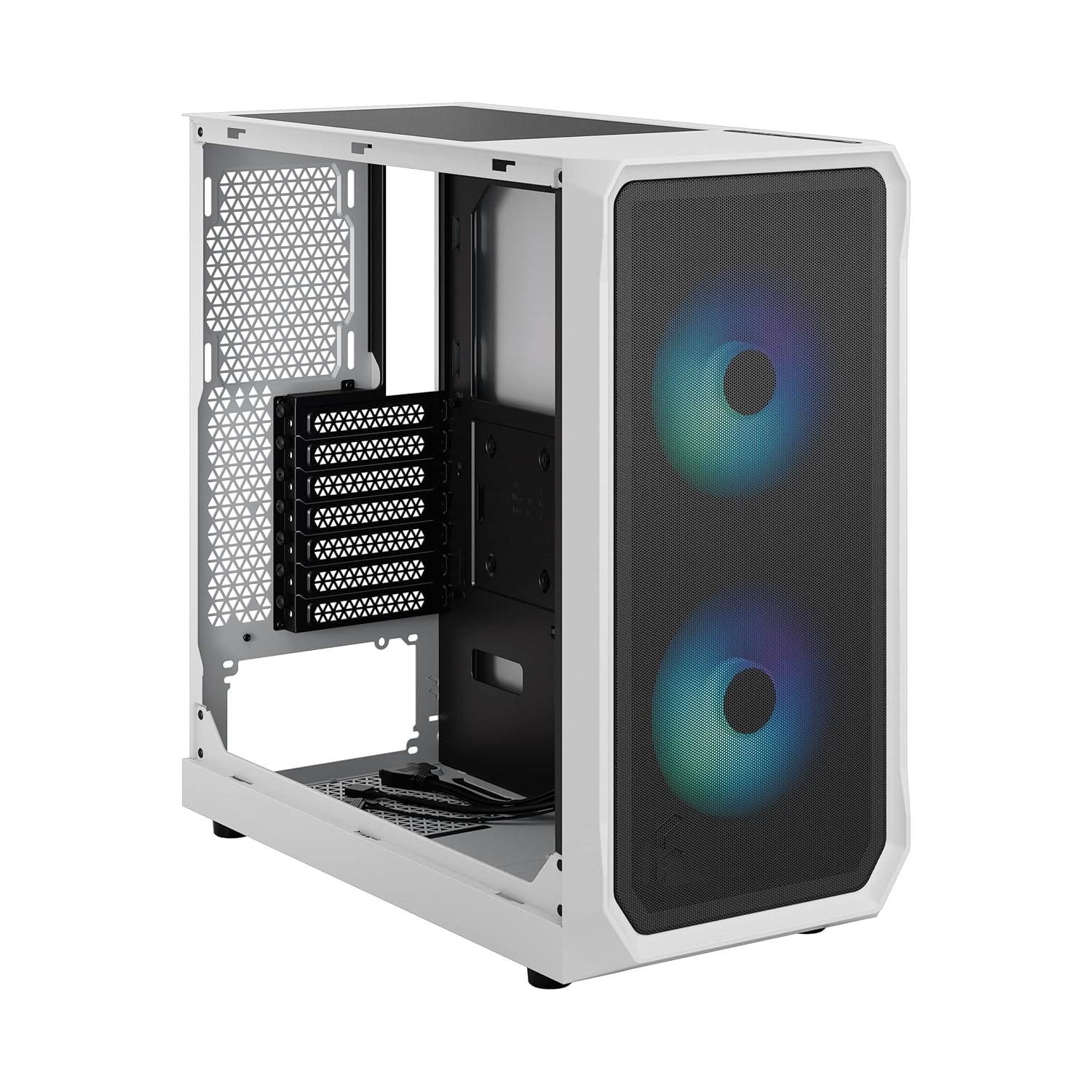 Fractal Design Focus 2 RGB White ATX mATX Mini ITX Clear Tinted Tempered Glass Mid Tower Computer Case