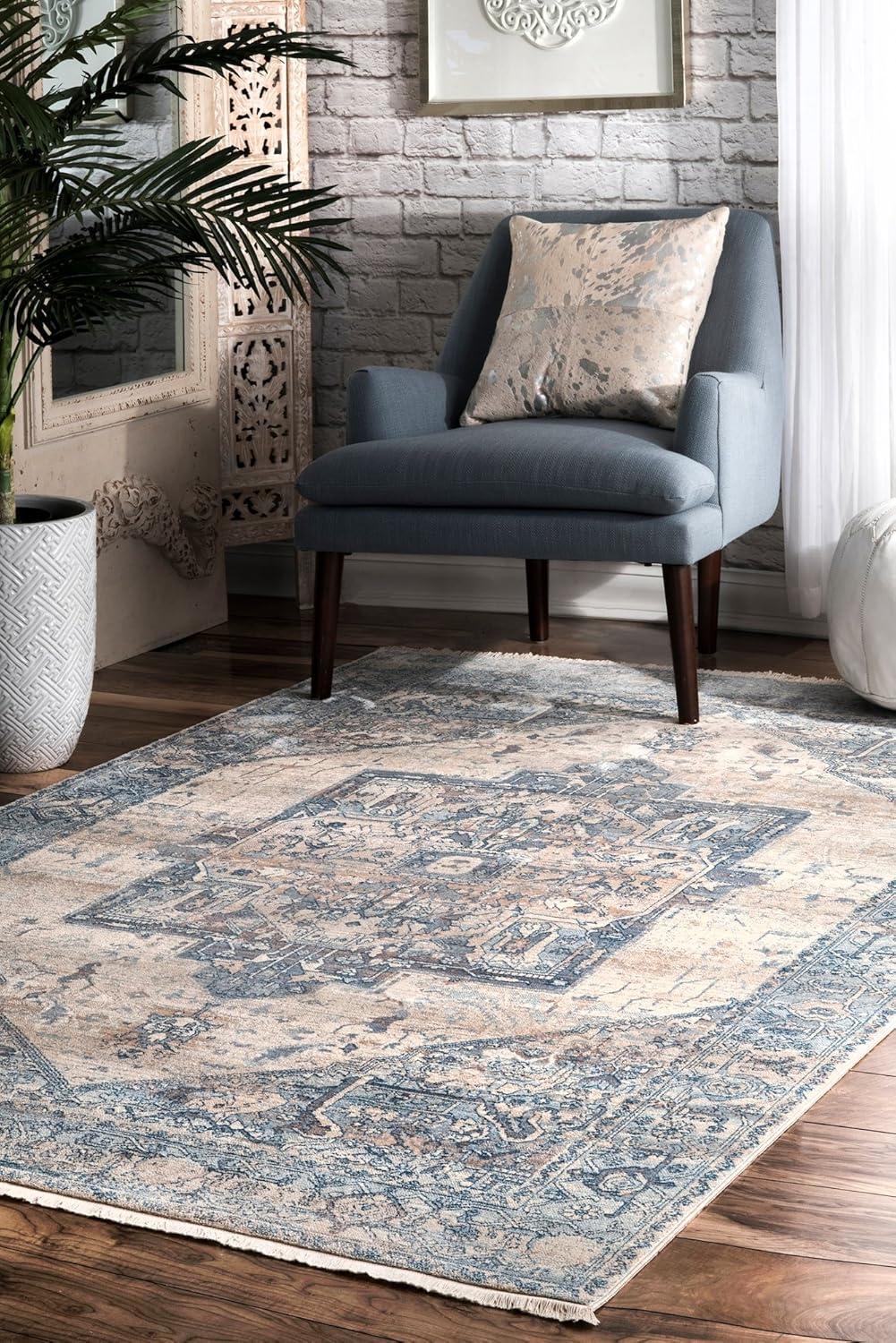 Nuloom Harriet Vintage Medallion Fringe Area Rug