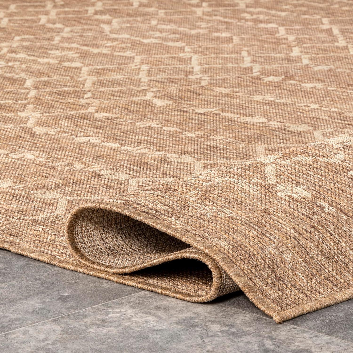 Nuloom Grayson Trellis 4x6 Indoor/Outdoor Area Rug for Living Room Patio Deck Front Porch Kitchen, Brown/Ivory