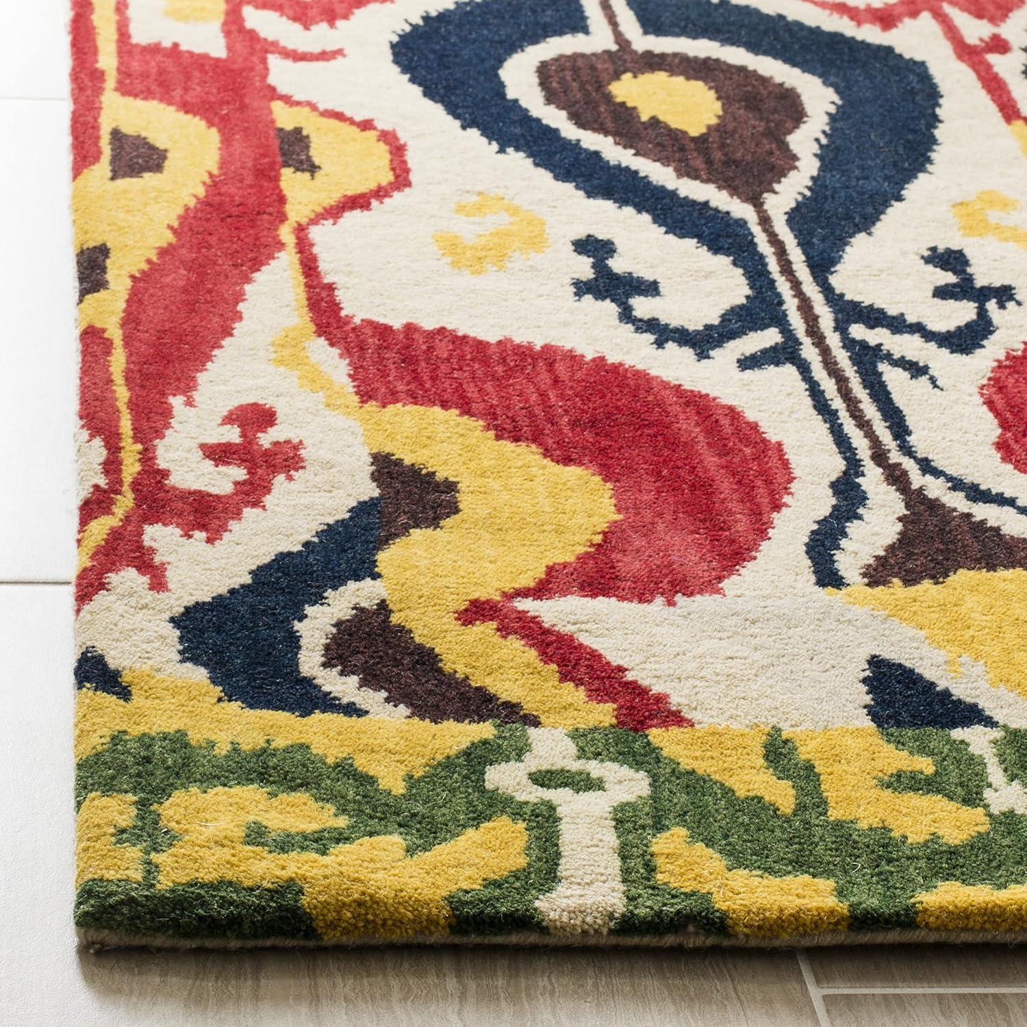 SAFAVIEH Ikat Betty Southwestern Wool Area Rug, Blue/Green, 8' x 10'