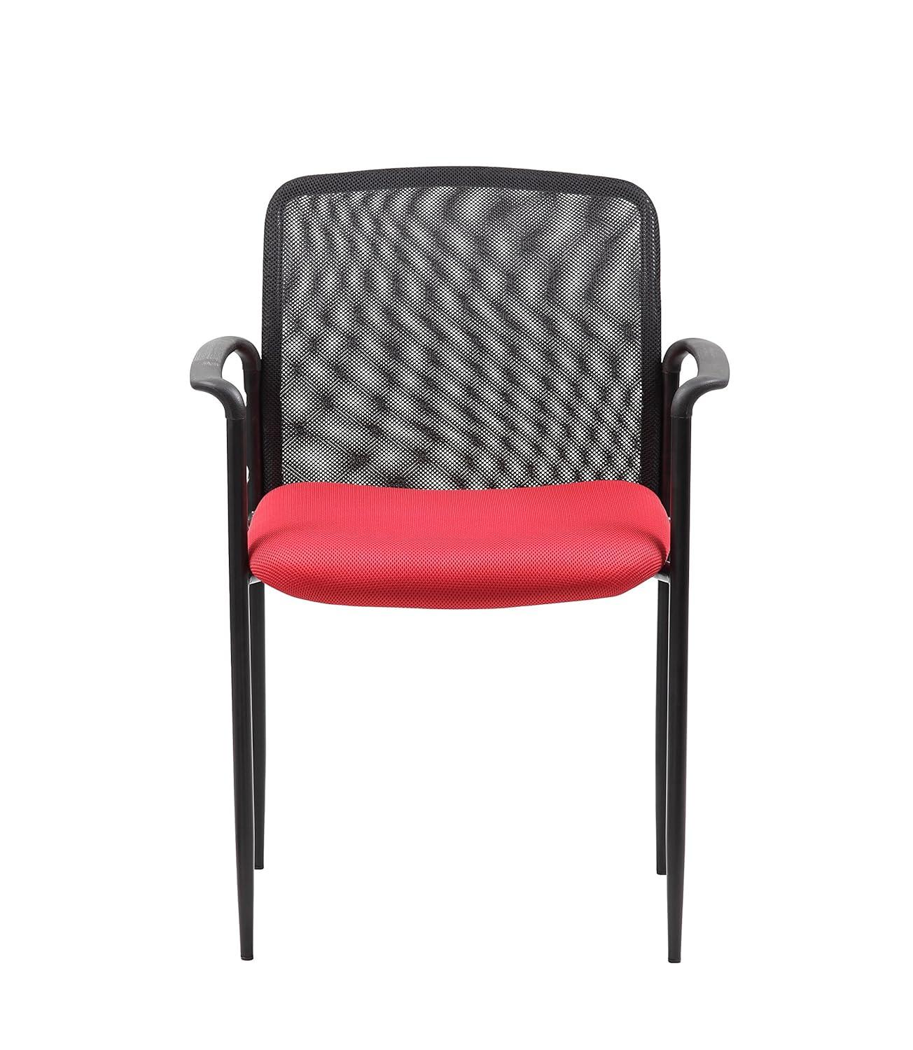 Boss Office Products Office Chair Red: Mesh Upholstered, Fixed Arms, Steel Legs, Powder-Coated Finish