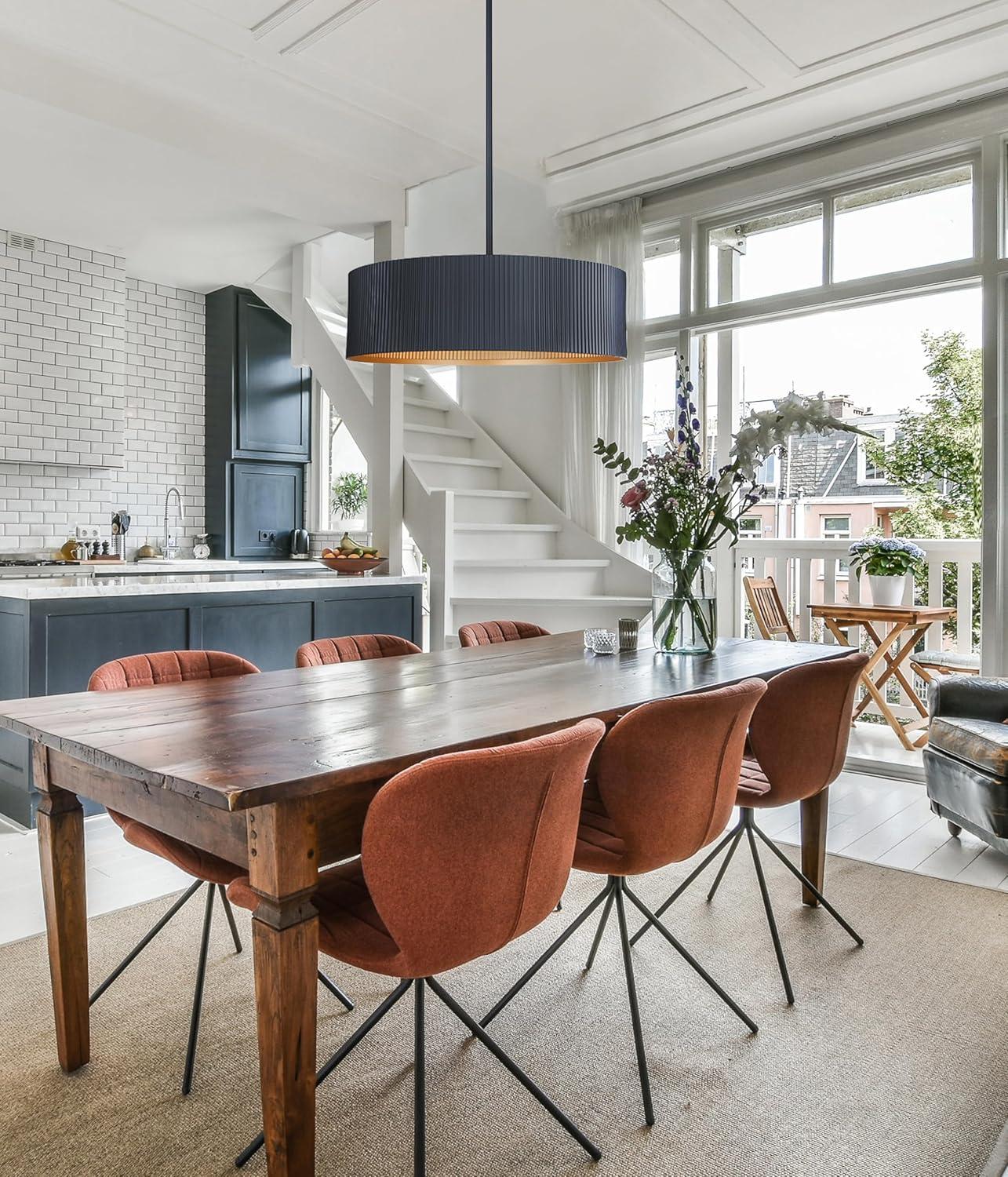 Canarm Rexton 3-Light Rod Chandelier, Matte Black Contemporary Ceiling Fixture for Dining Room, Kitchen, or Living Room