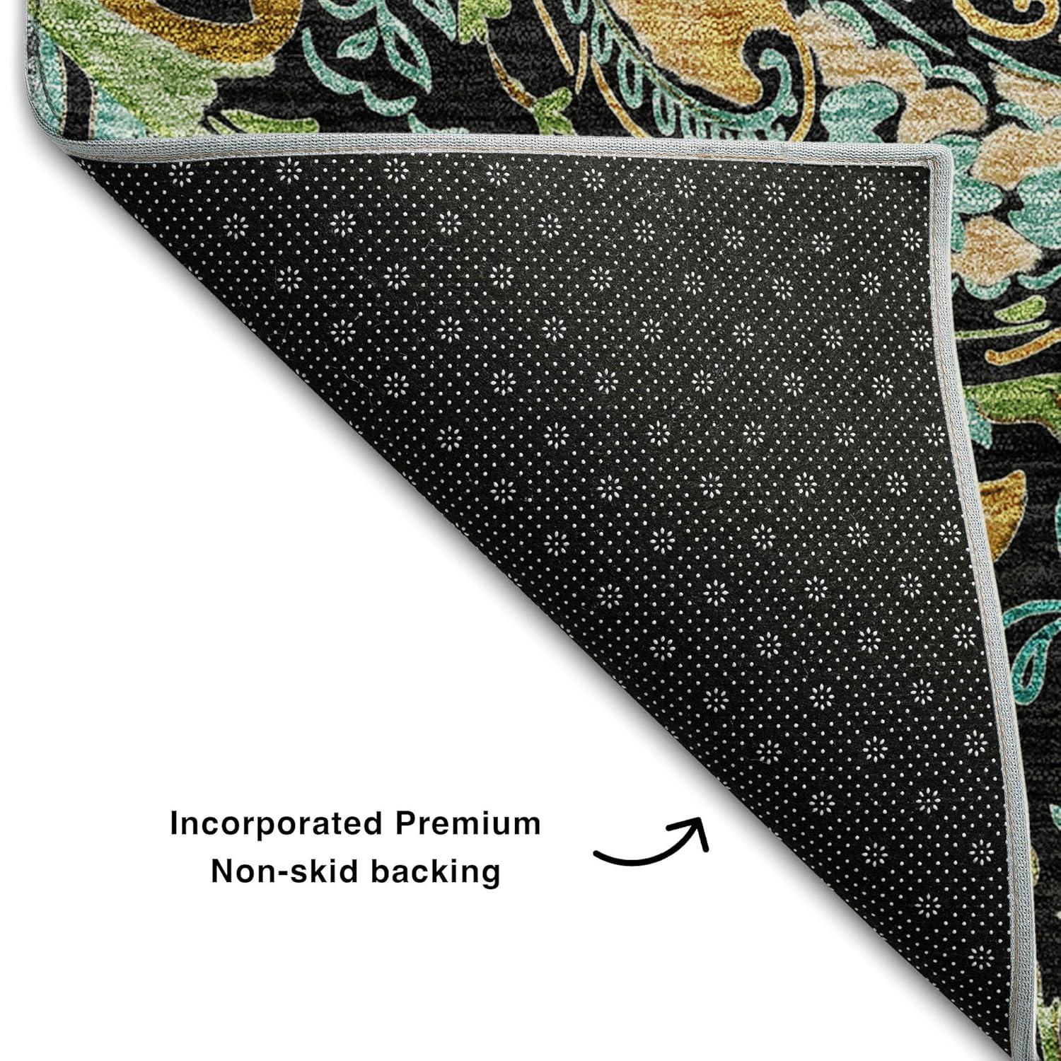 Addison Rugs Mayfield Washable Transitional Paisley Black Runner Rug, 2'3" x 7'6"