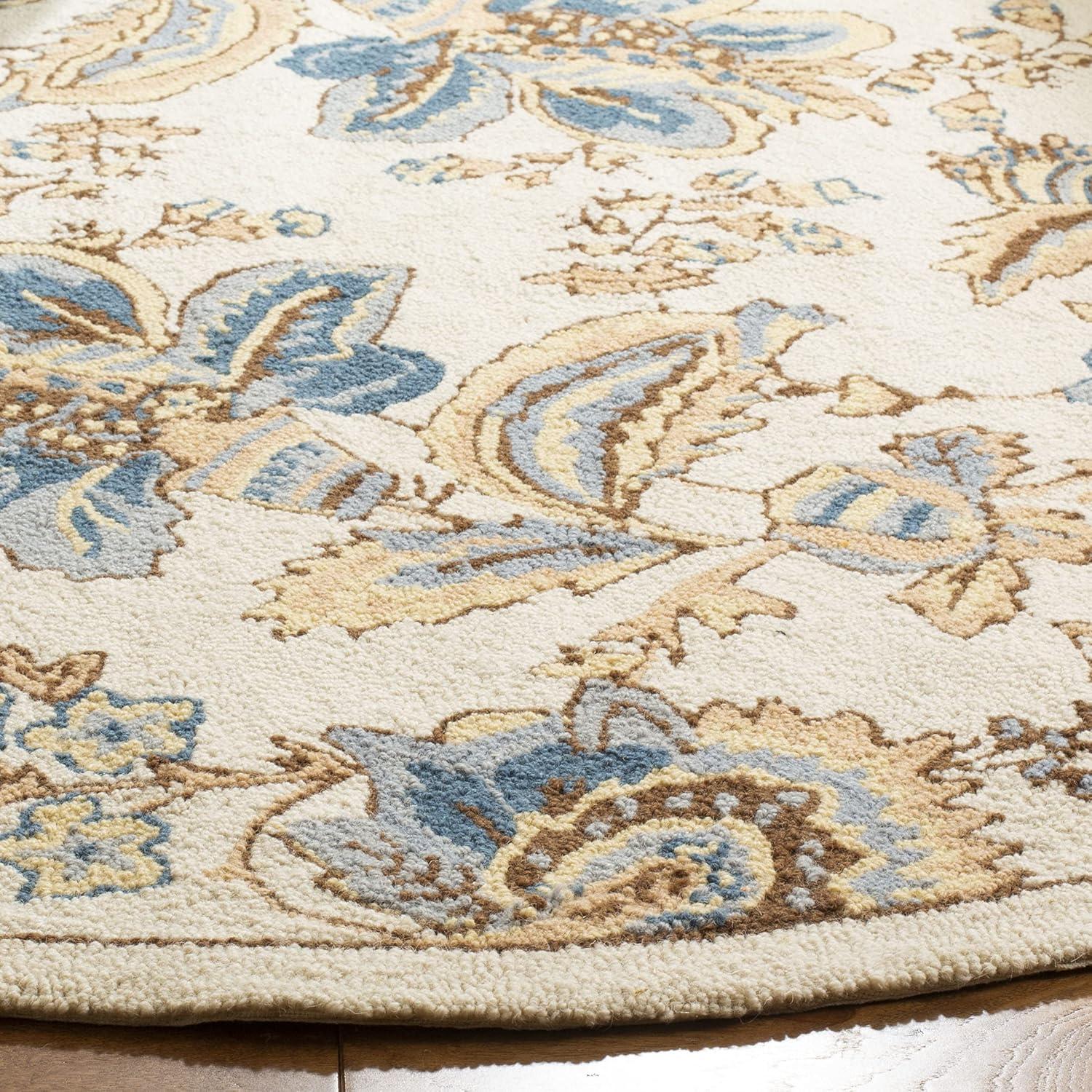 SAFAVIEH Chelsea Garrick Floral Wool Area Rug, Ivory, 3' x 3' Round