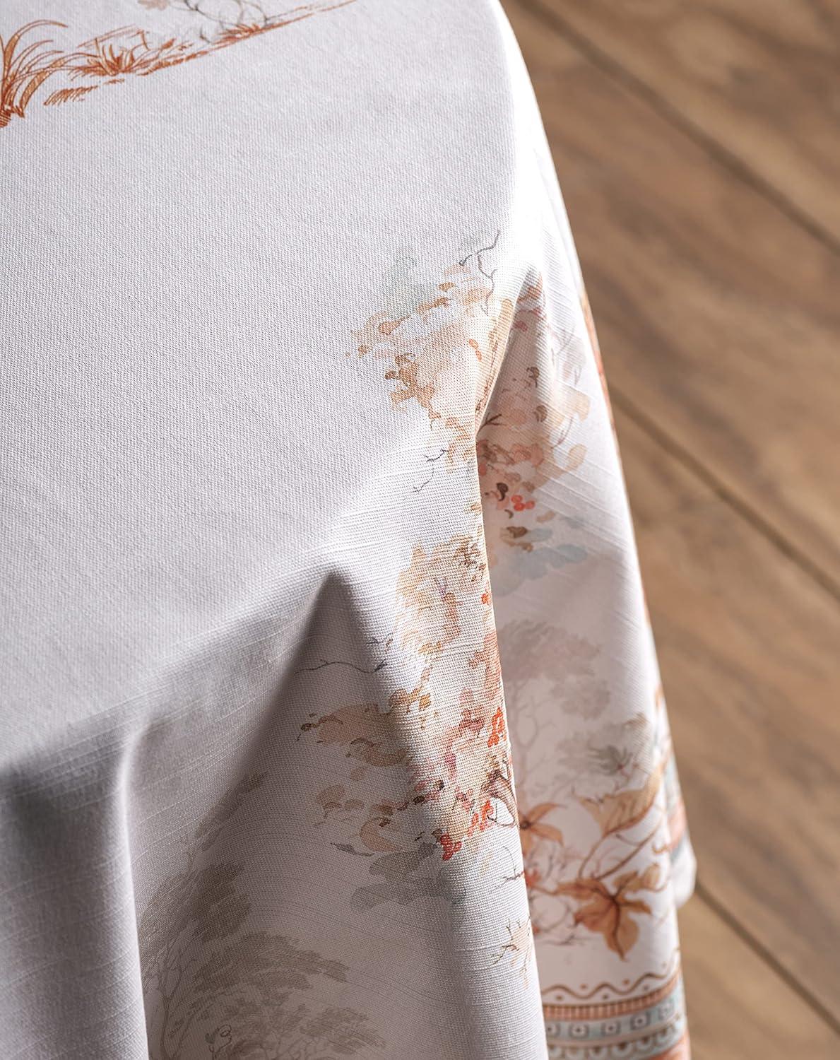 Maison d' Hermine Table Cloth Round Table 100% Cotton 63 Inches Tablecloth Reusable Decorative Everyday Use for Dining Room, Farmhouse, Home, Party, Festive & Wedding - Giving Thanks