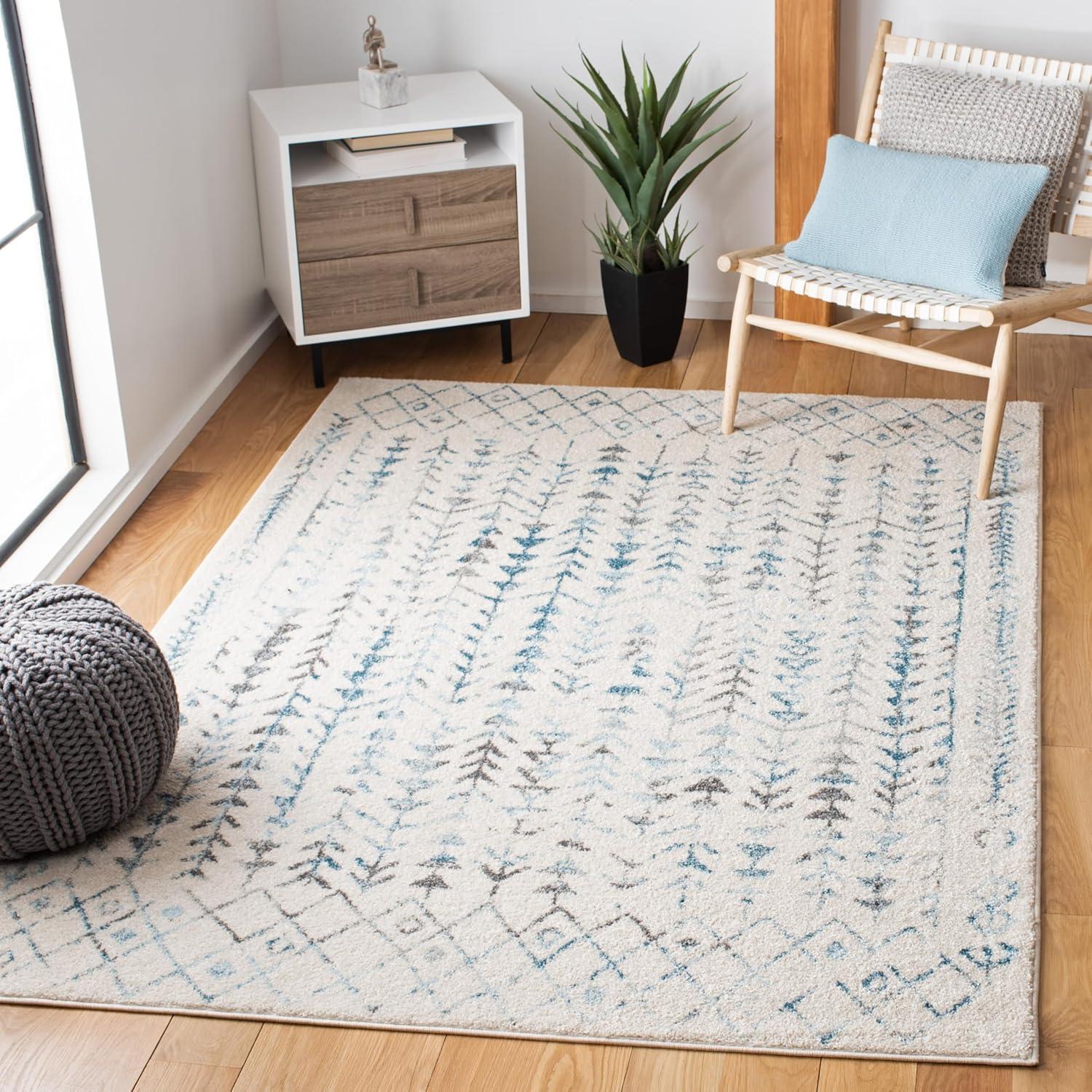 Tulum TUL262 Power Loomed Area Rug - Ivory/Turquoise - 6'x9' - Safavieh.