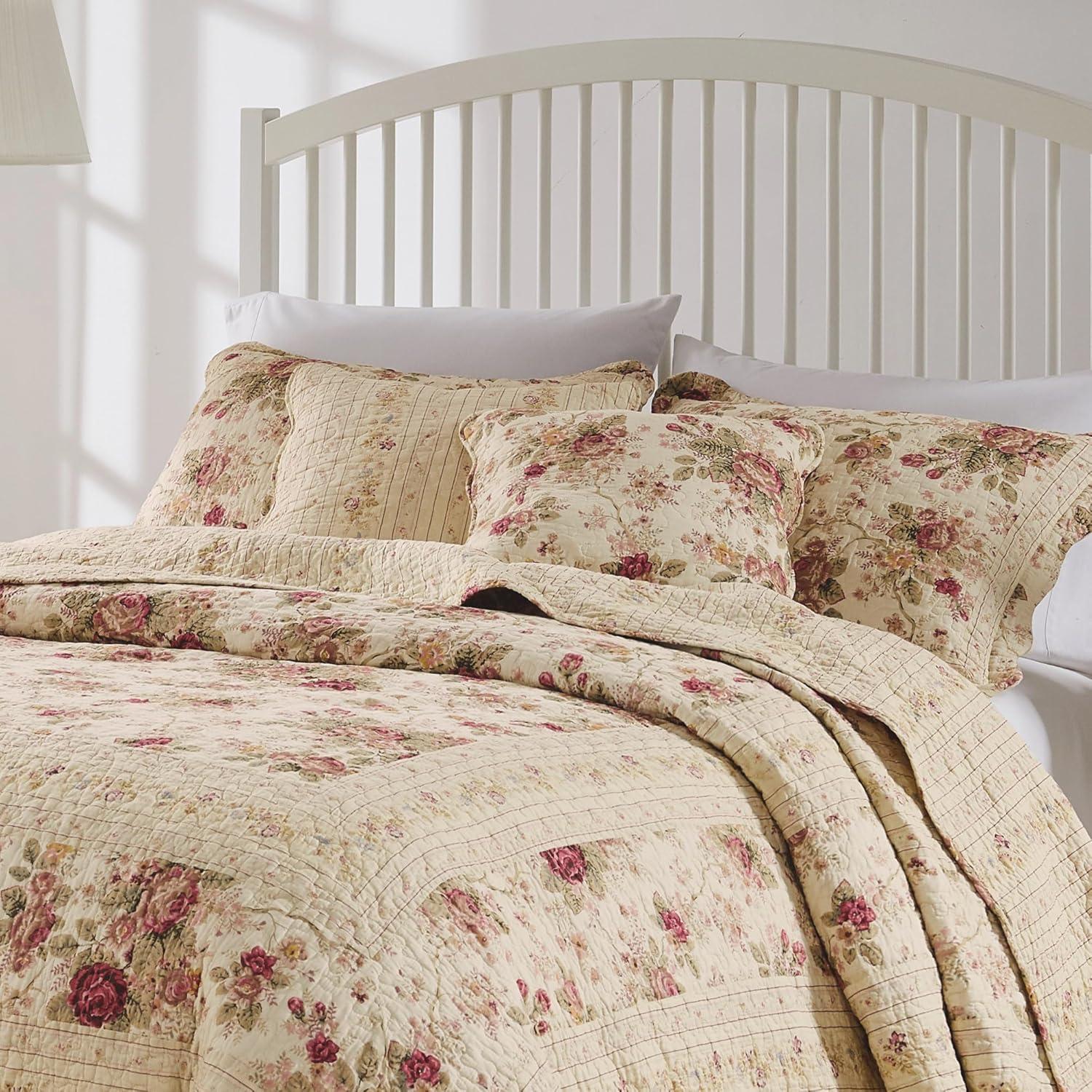 Antique Rose Cotton Throw Pillow Set (Set of 2)