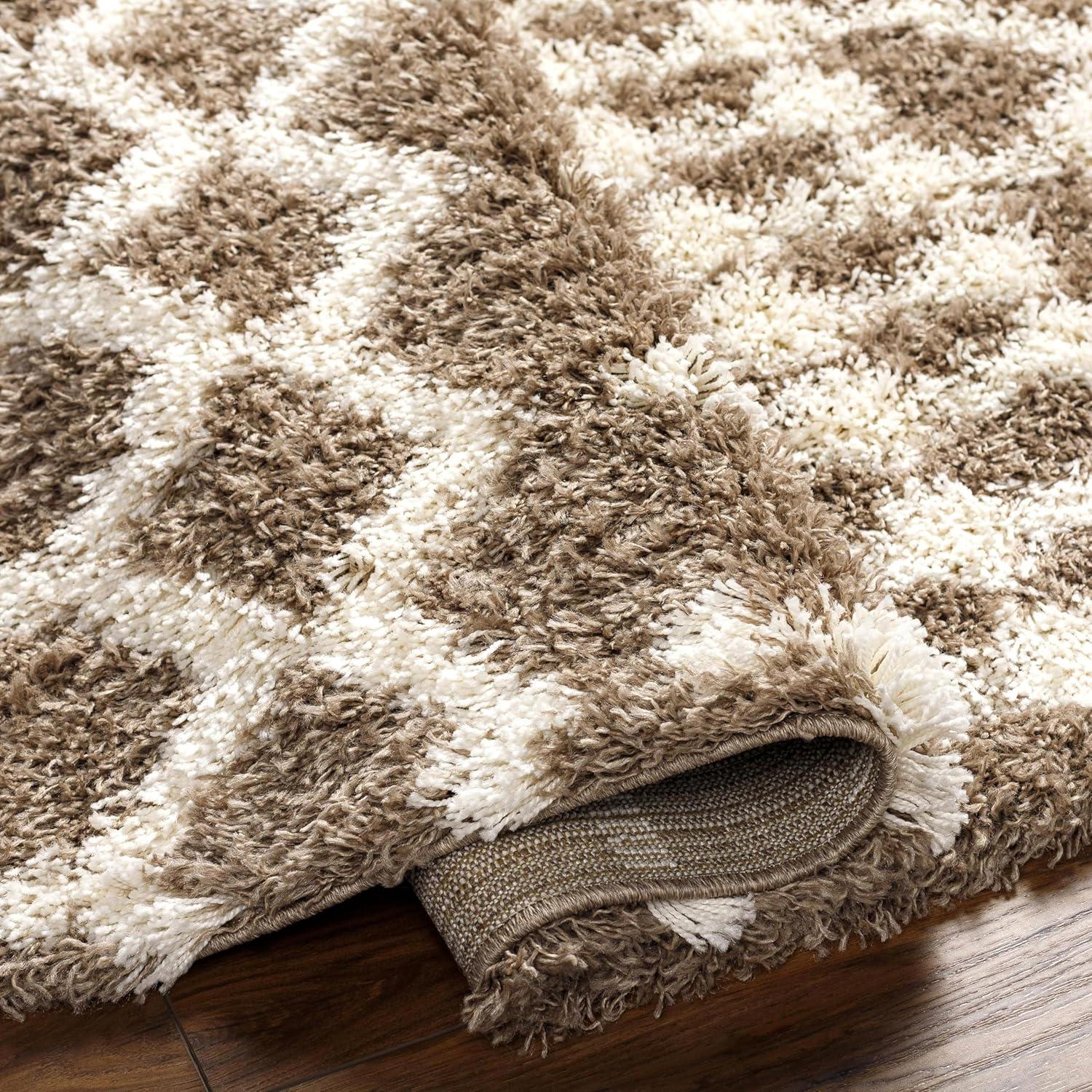 Ivory Plush Shag Runner Rug 2'7" x 7'3" Synthetic