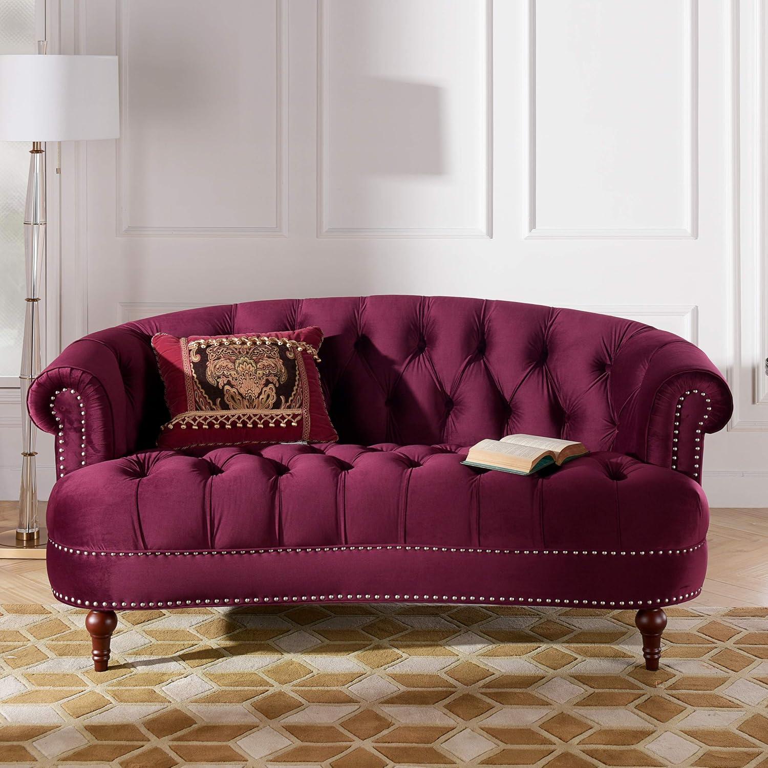 La Rosa 68.5" Victorian Chesterfield Loveseat Burgundy