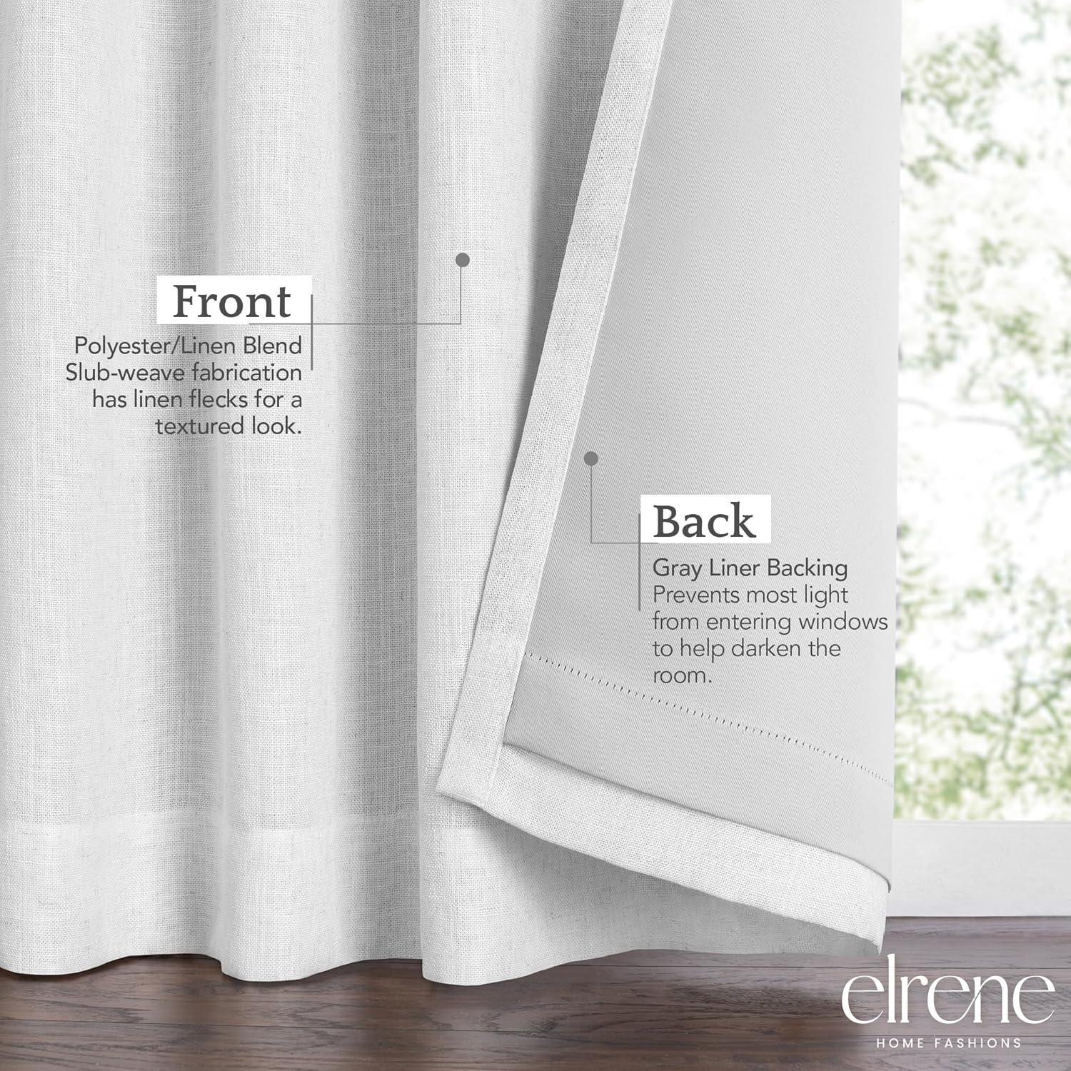 Harrow Solid Texture Room Darkening Single Window Curtain Panel - 52" x 84" - White - Elrene Home Fashions