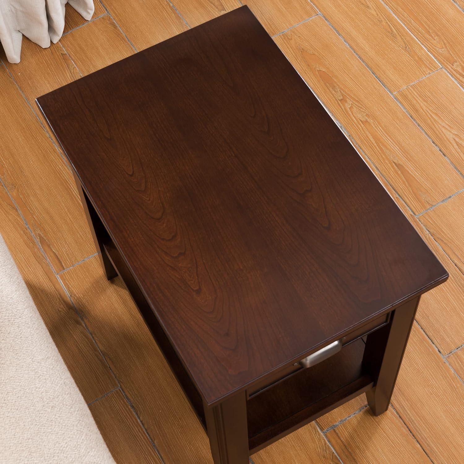 Laurent Drawer Chairside Table Chocolate Cherry Finish - Leick Home: Solid Wood, Beaded Edge, Ball Bearing Glides