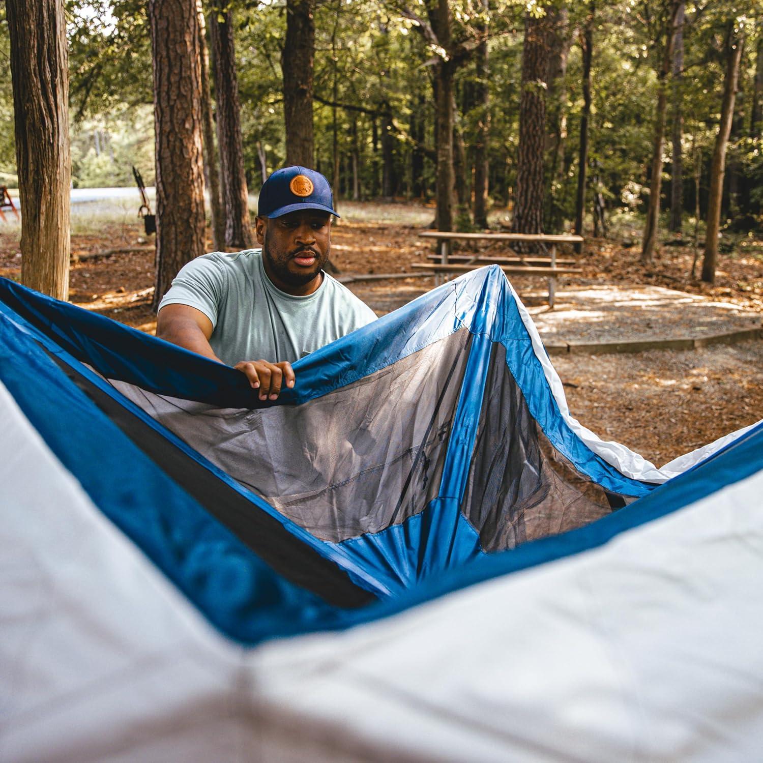 Territory Tents Jet Set 3 Hub Tent, Easy 90 Second Set-Up, Waterproof, UV Resistant, Ample Storage Options, 3-Person, Deep Blue, 78" x 94" x 94", CT301DB