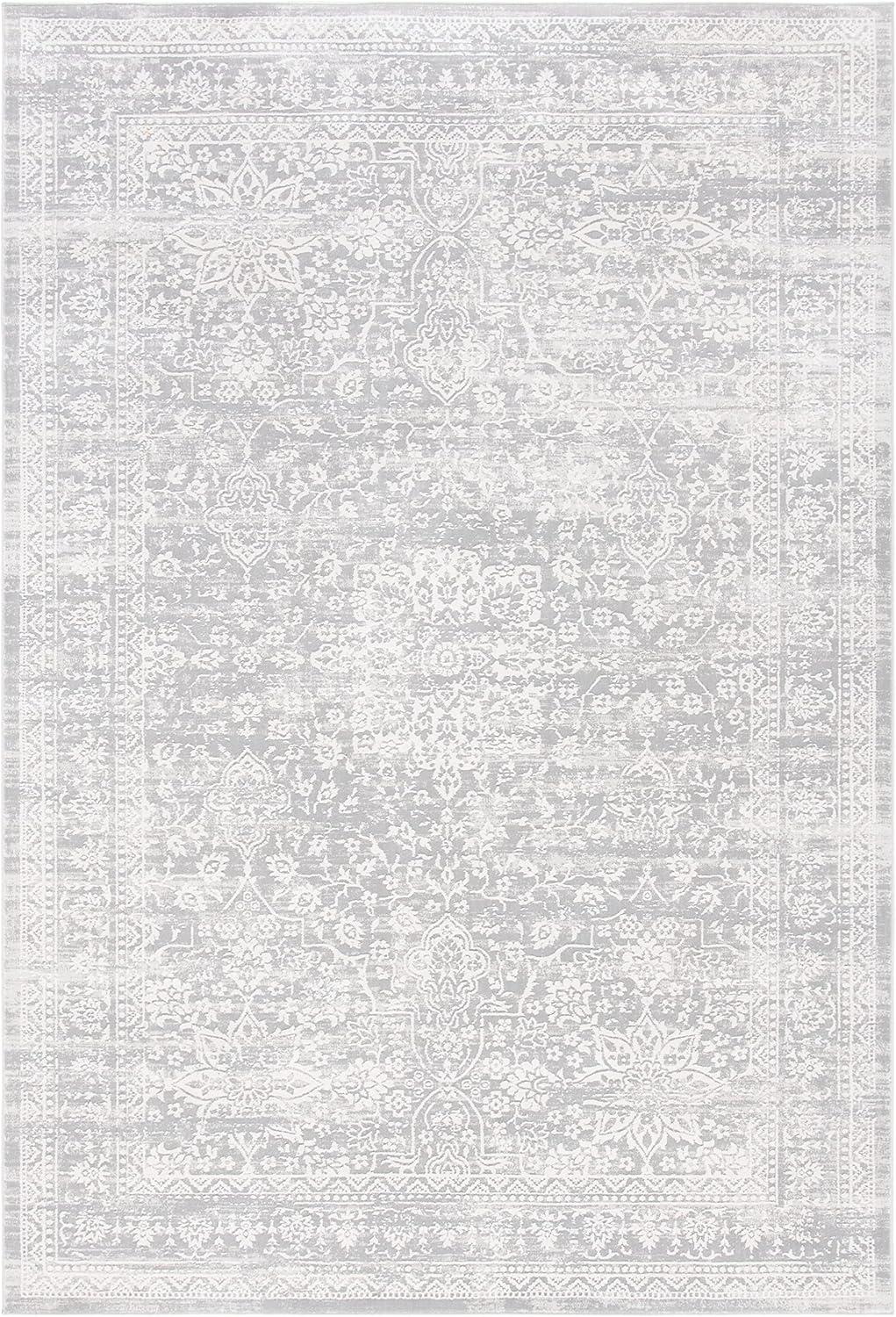 Elegant Gray and Beige Hand-Knotted Viscose Cotton Blend Runner Rug, 2' x 8'