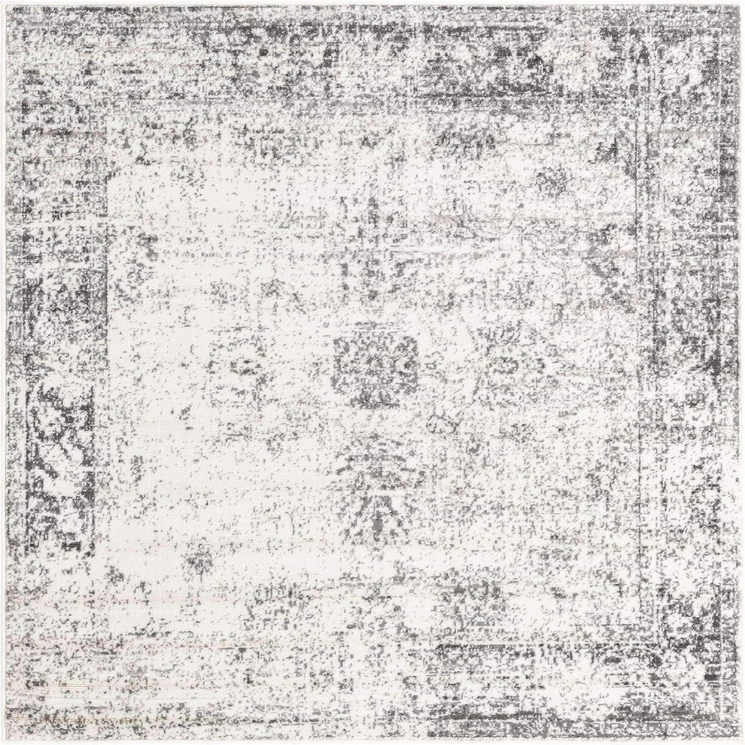 Unique Loom Sofia Collection Area Rug - Casino (5' 3" Square Gray/Beige)