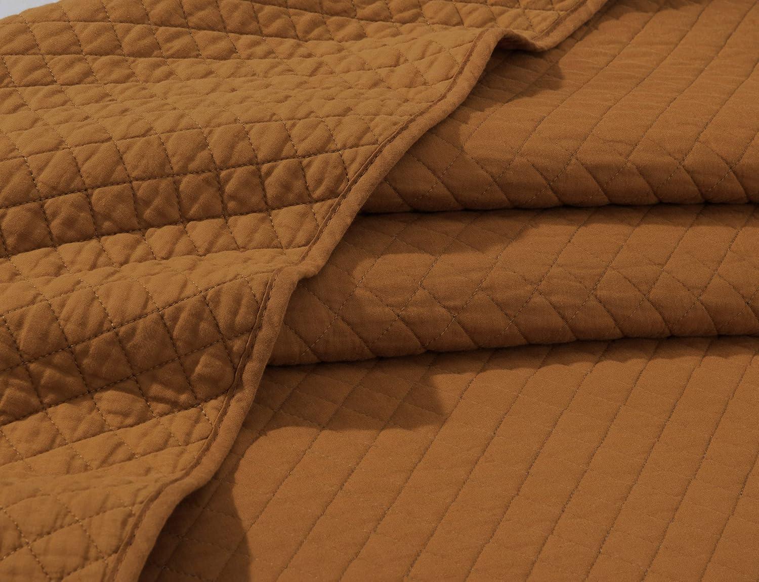 Chezmoi Collection Solid Color Cotton Quilt Cotton Quilt Set