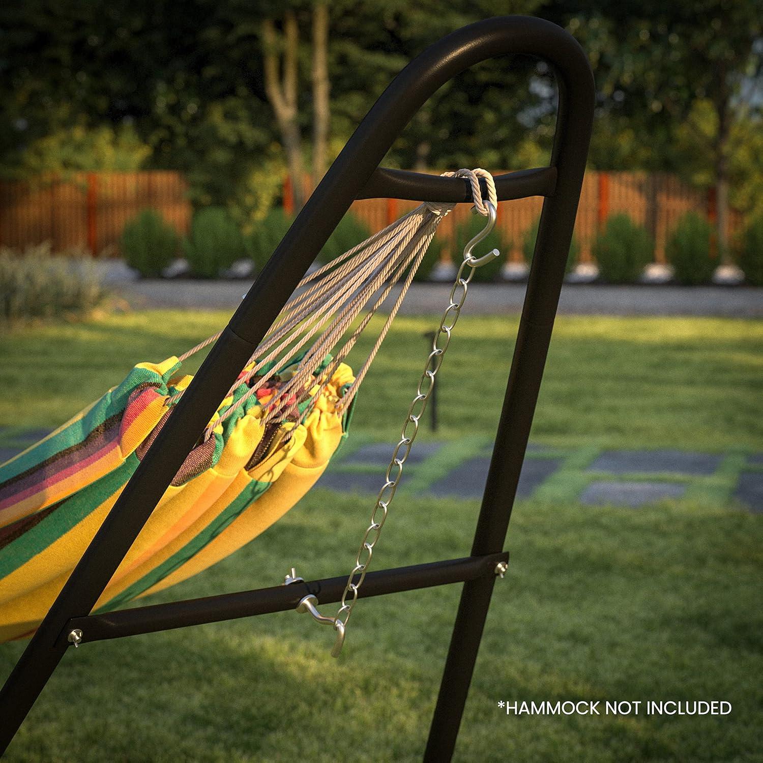 Flash Furniture All-Weather Heavy Duty Steel Hammock Stand for Hammocks 9-14 Feet Long - Black