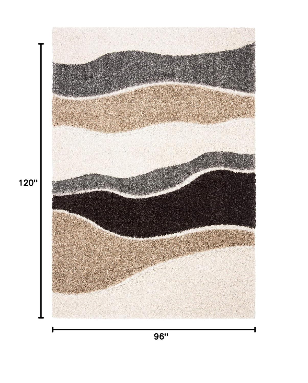 Florida Shag SG475 Power Loomed Indoor Area Rug - Ivory/Grey - 8'x10' - Safavieh