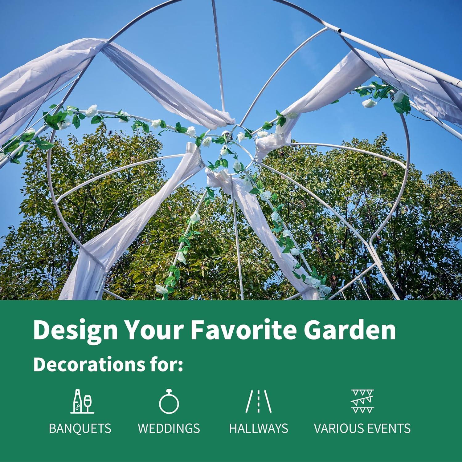 SCENDOR 107' H x82' W White Garden Iron Arch Arbor Gazebo, Ideal for Climbing Plants Outdoor, Wedding Arches Ceremony, 32LB