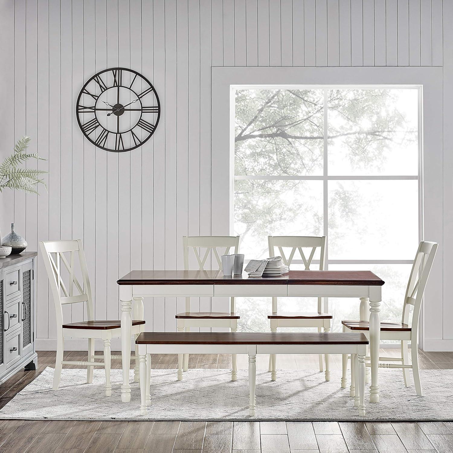 Shelby 6-Piece Antique White Extendable Dining Set with Bench