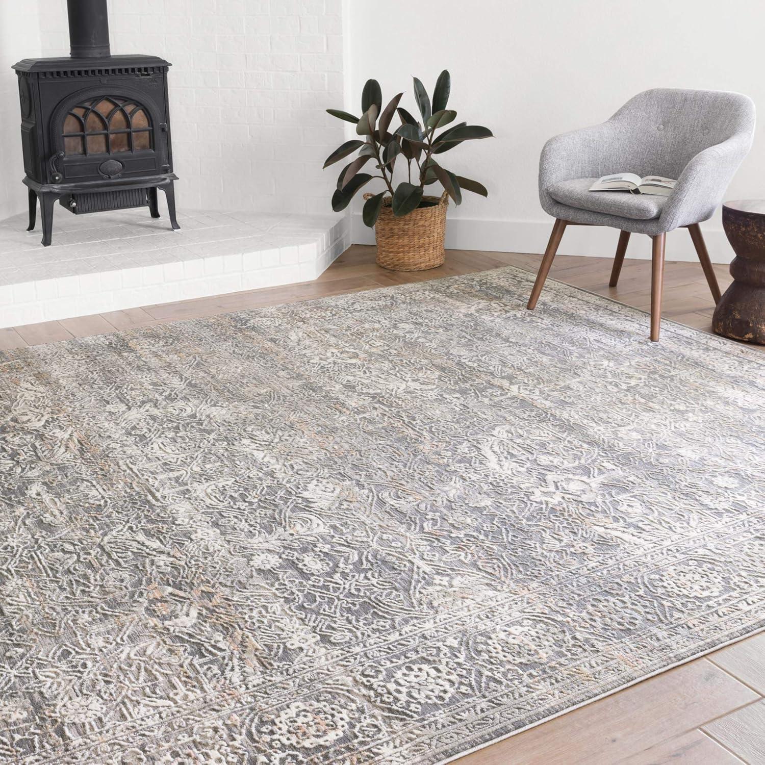 Loloi Lucia Ivory & Steel Oriental 7'9" x 10'6" Synthetic Area Rug