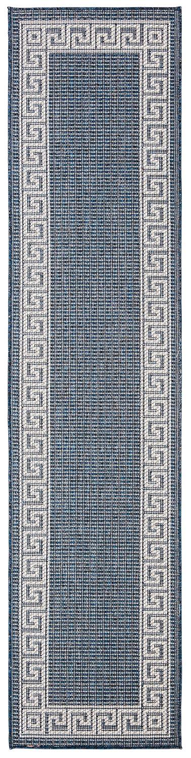 SAFAVIEH Bermuda Isidora Geometric Machine Washable Indoor/Outdoor Area Rug, Ivory/Blue, 5'3" x 7'6"