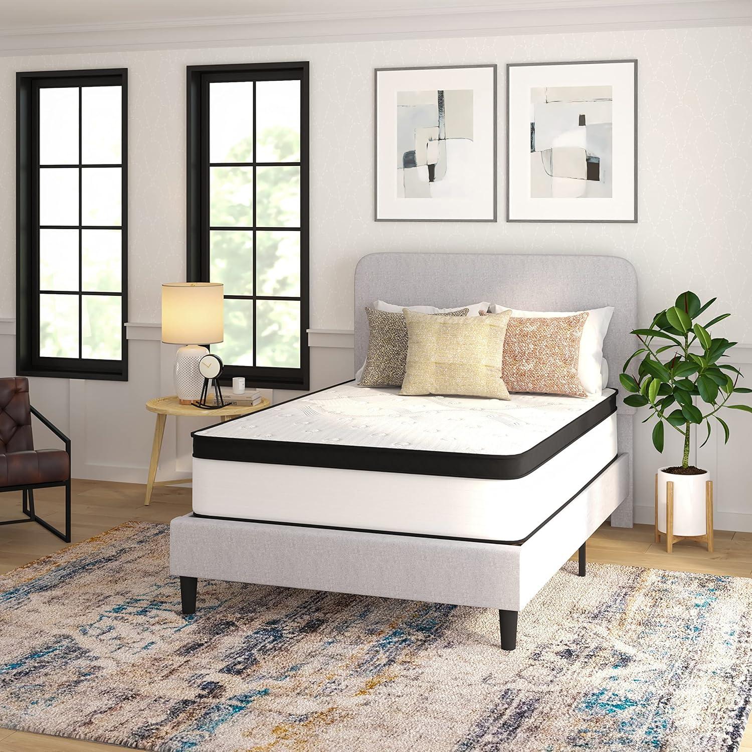 Full 12" Black and White Innerspring Adjustable Mattress