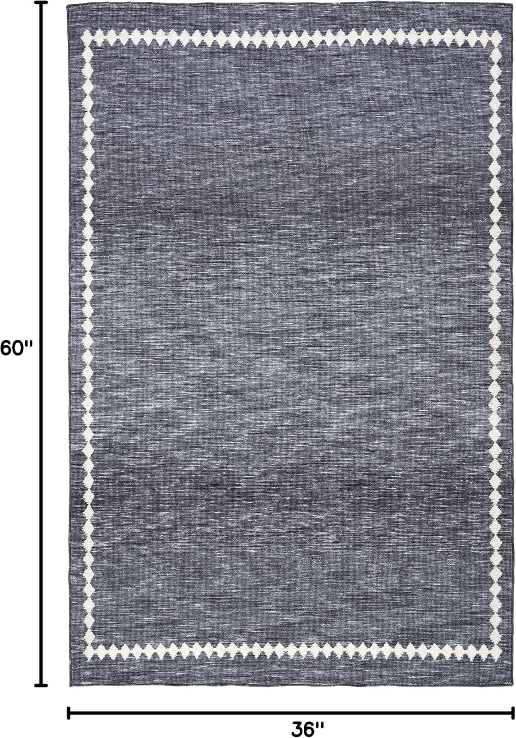 Ivory and Gray Rectangular Non-slip Washable Area Rug