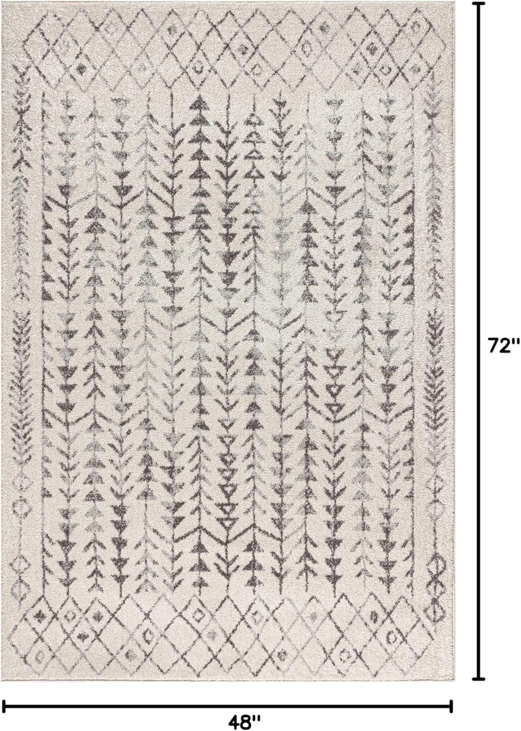 4'x6' Ziri Moroccan Geometric Area Rug, Cream/Gray - JONATHAN Y