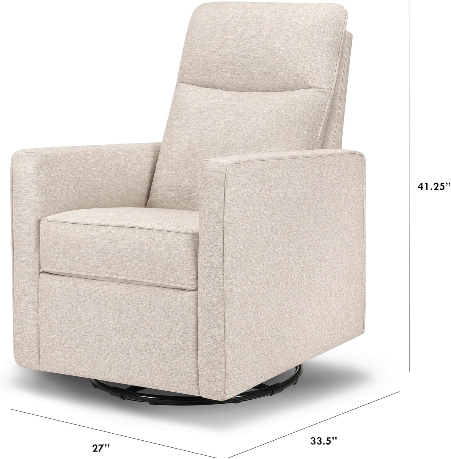 Beige Pillowback Swivel Glider with High Back Support