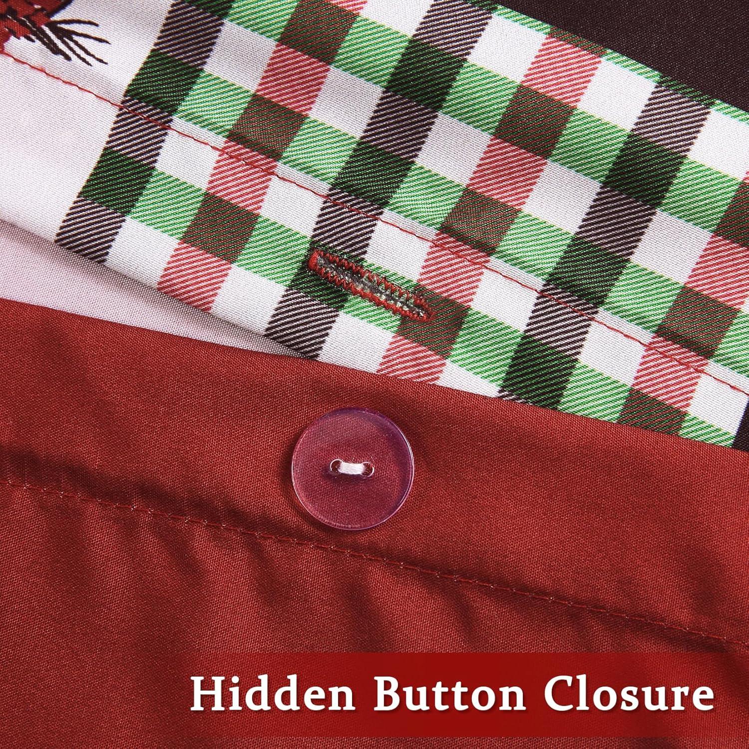 Caromio Christmas Duvet Cover Queen Size - Reindeer Patchwork Printed Decorations, Soft and Breathable Bedding Set (Queen, 90"x90")