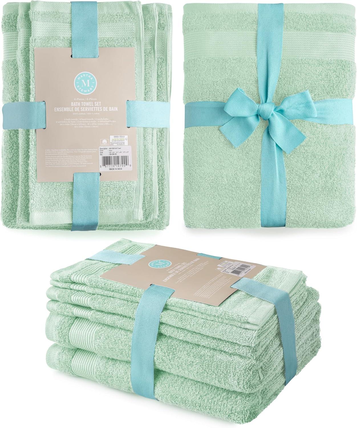 Mint Green 100% Cotton 6-Piece Bath Towel Set