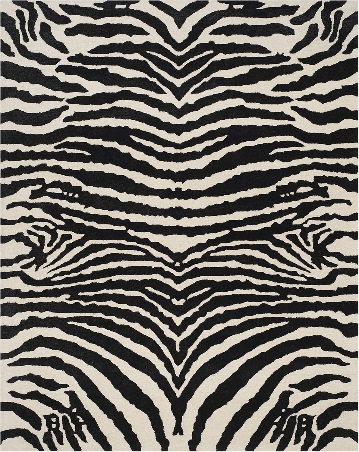 SAFAVIEH Soho Eglantine Animal Striped Wool Area Rug, White/Black, 7'6" x 9'6"