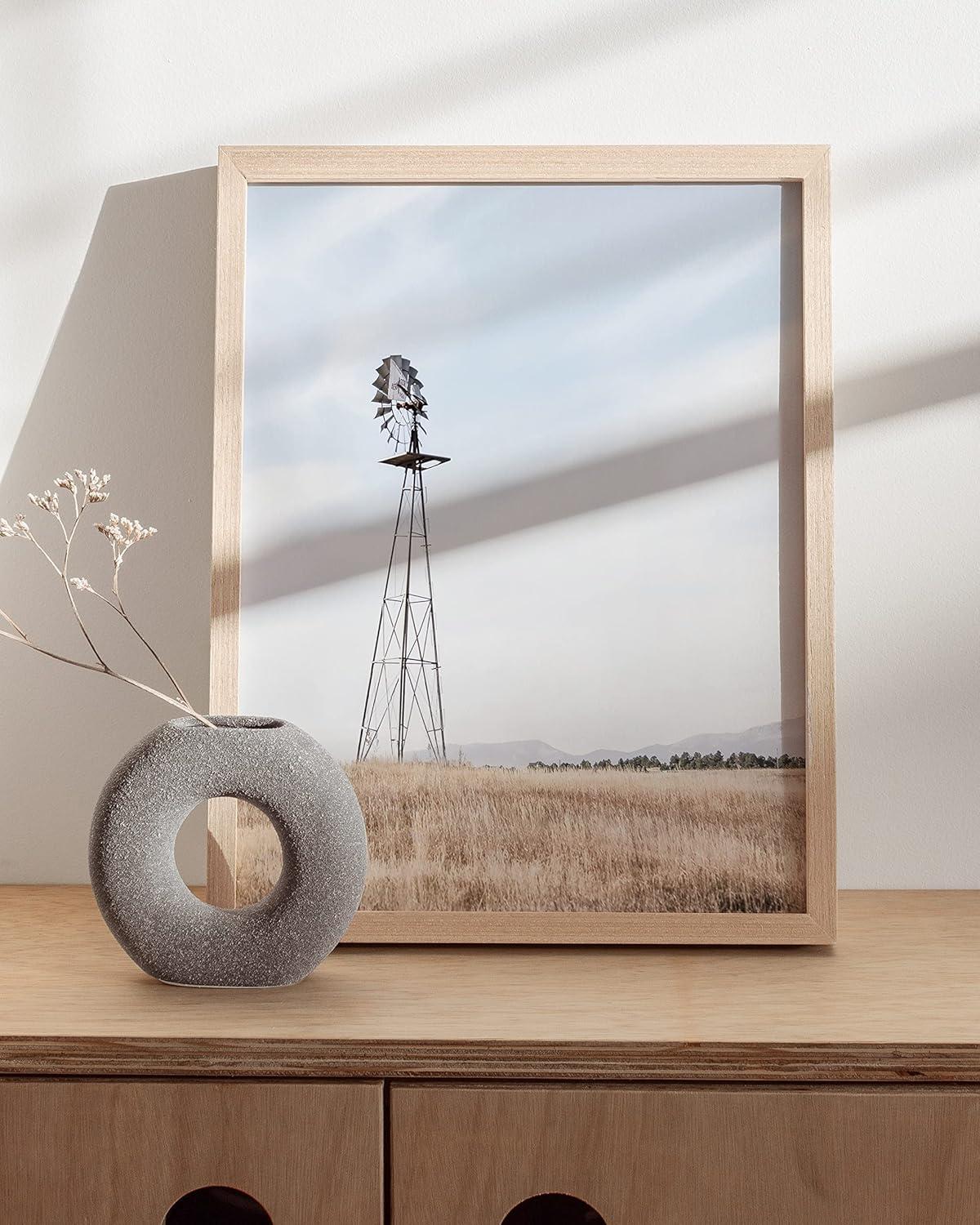 HAUS AND HUES Windmill Pictures Wall Decor - Farmhouse Pictures Wall Decor, Barn Pictures Wall Art, Western Pictures Wall Decor, Country Wall Pictures, Farm Scene Pictures For Wall (12x16, Unframed)