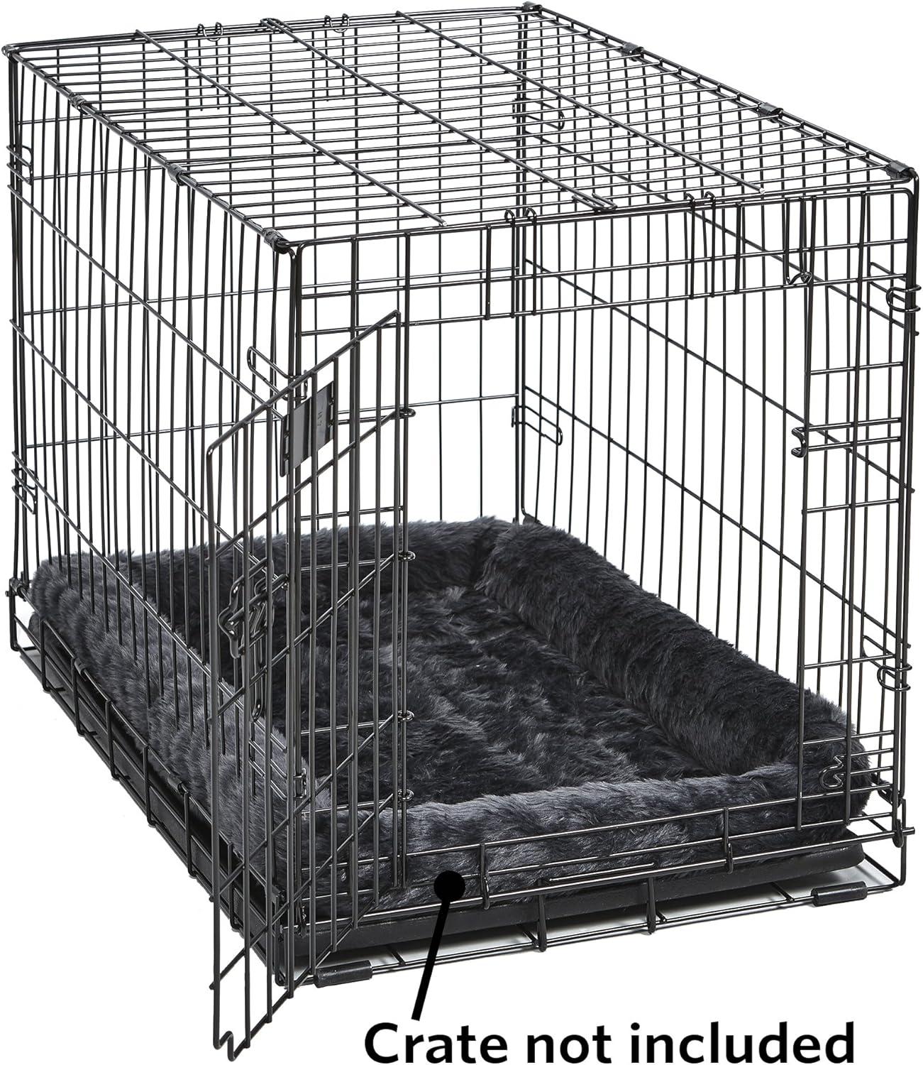 Midwest Homes For Pets / QuietTime Gray Fleece, Plush Bolstered Bed/ Fits 42-inch Crate/ Model-40242