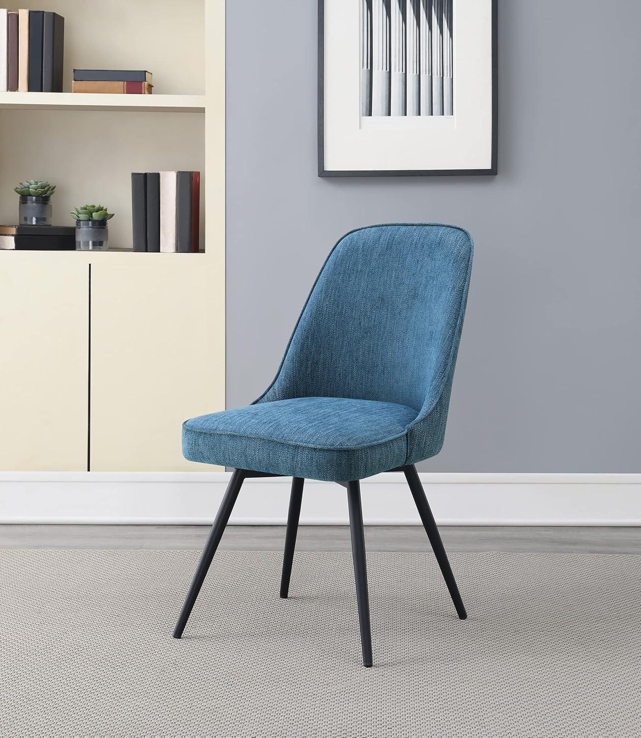 Martel Swivel Chair in Charcoal Herringbone Fabric with Black Legs