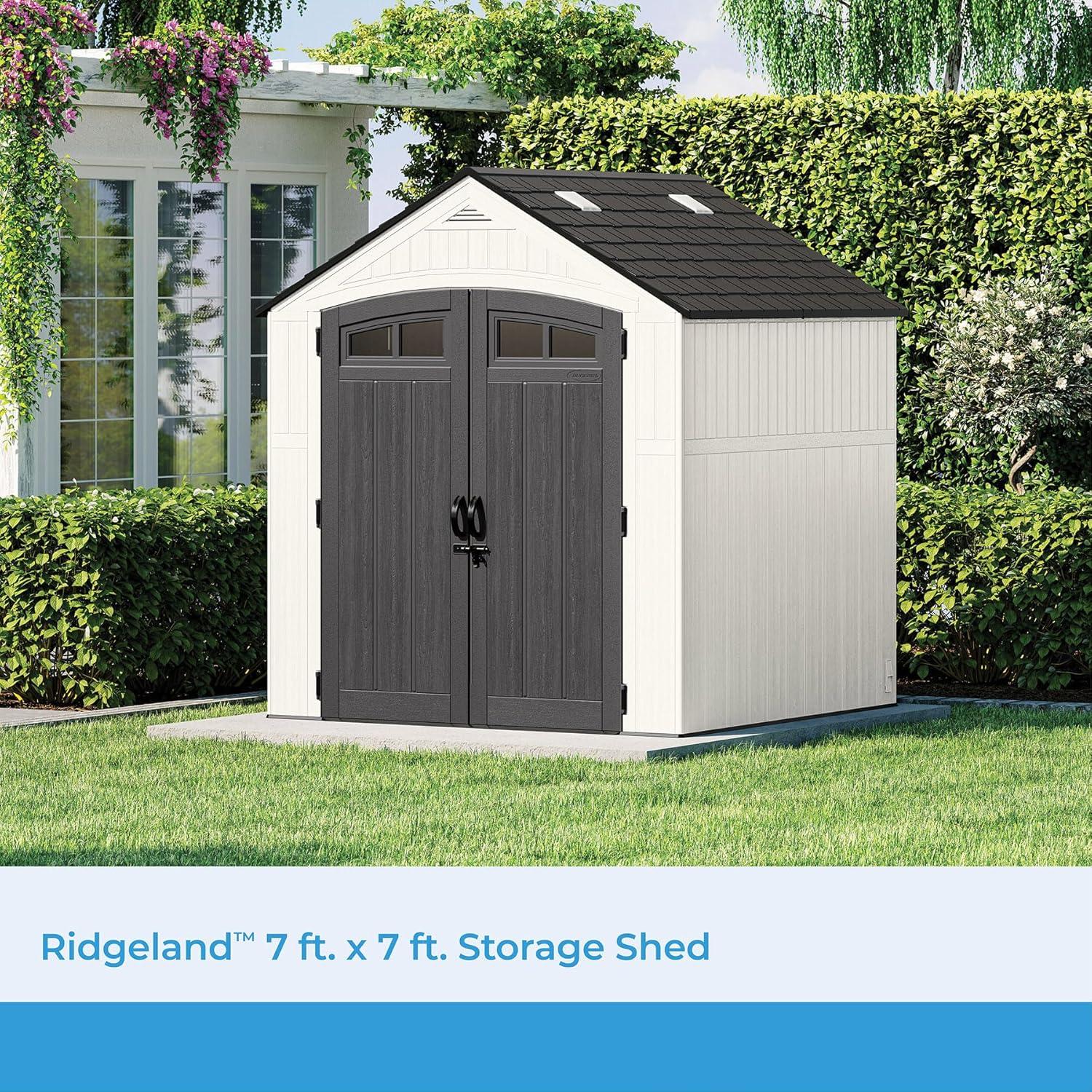 Ridgeland 7' x 7' All-Weather Resin Storage Shed with Lockable Doors