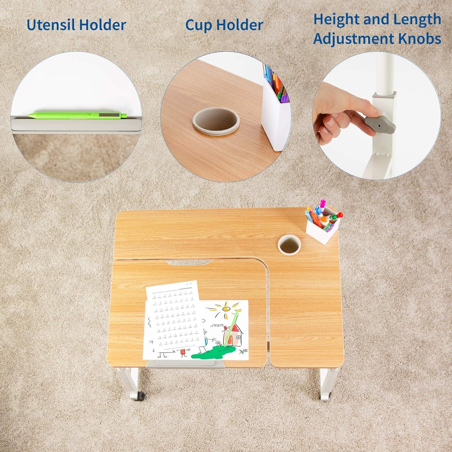 Adjustable Modern White Laminated Wood Writing Desk with Cup Holder