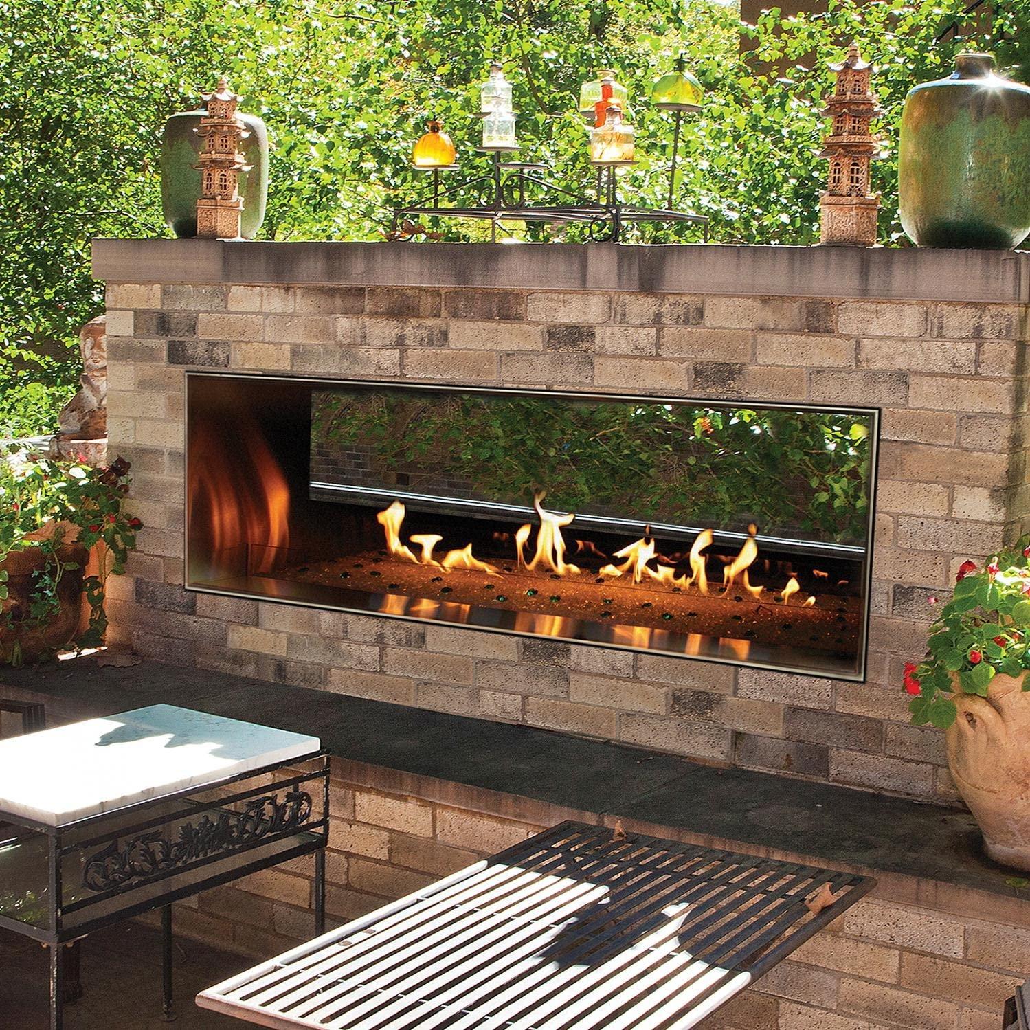 Empire Outdoor 60" Stainless Steel Manual Linear Fireplace - Natural Gas