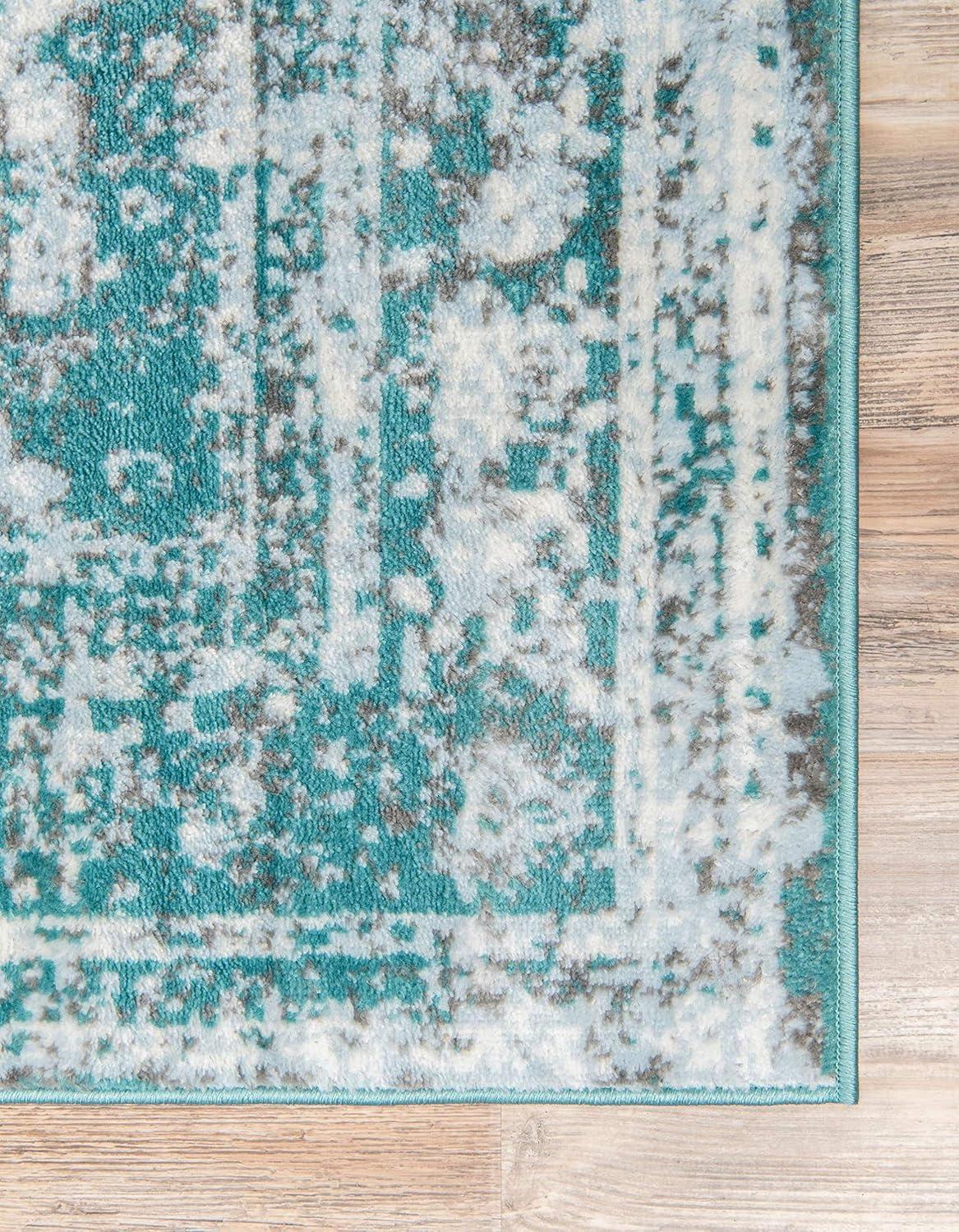 Unique Loom Sofia Collection Area Rug - Salle Garnier (6' 1" x 9' Rectangle Turquoise/Blue)