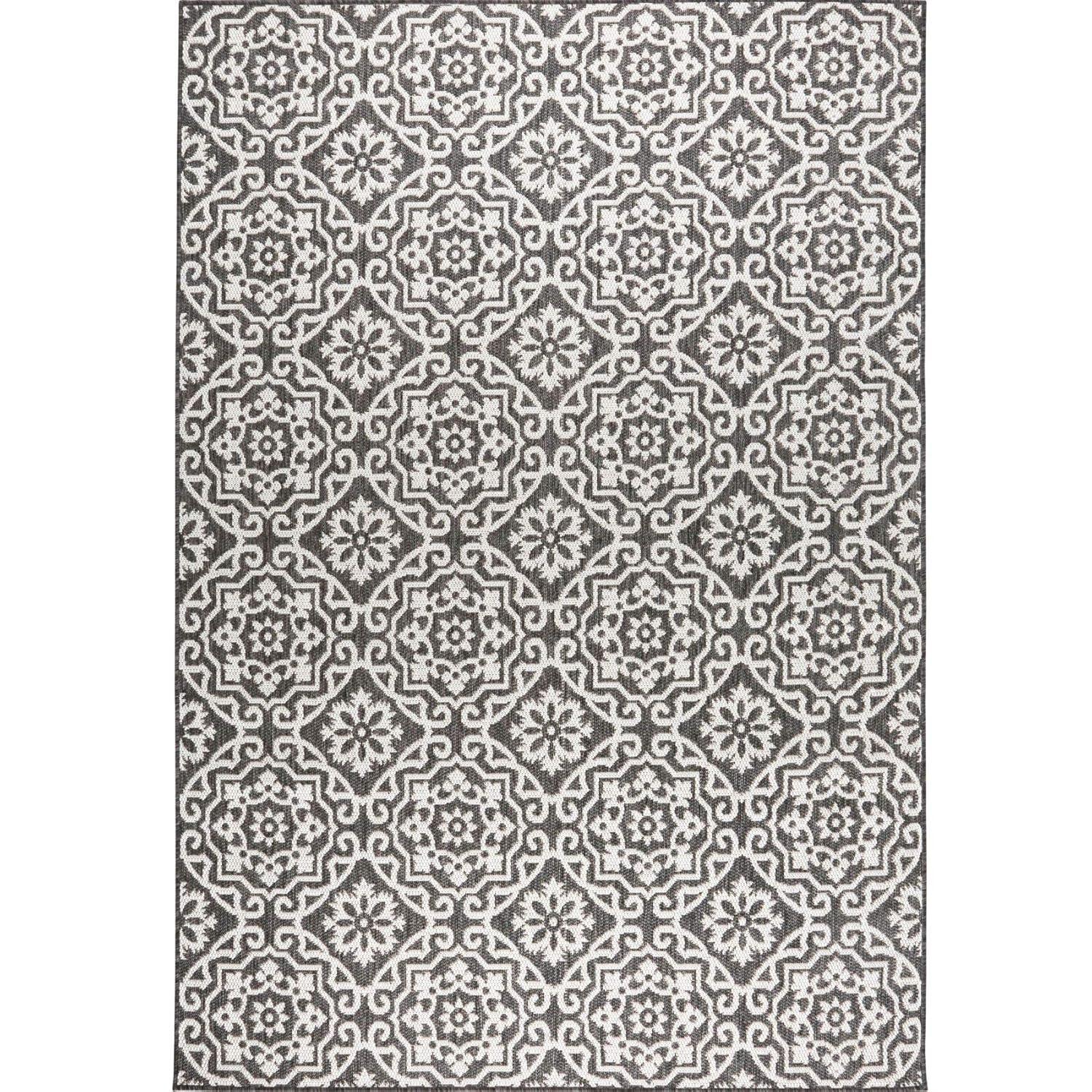 Nicole Miller New York Patio Country Danica Geometric Indoor/Outdoor Area Rug, Black/Grey