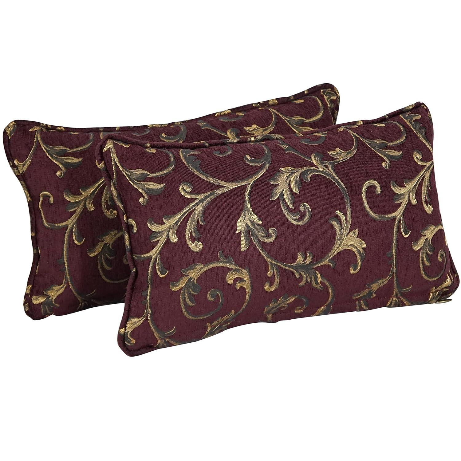 Blazing Needles Indoor Throw Pillows Burgundy Vines