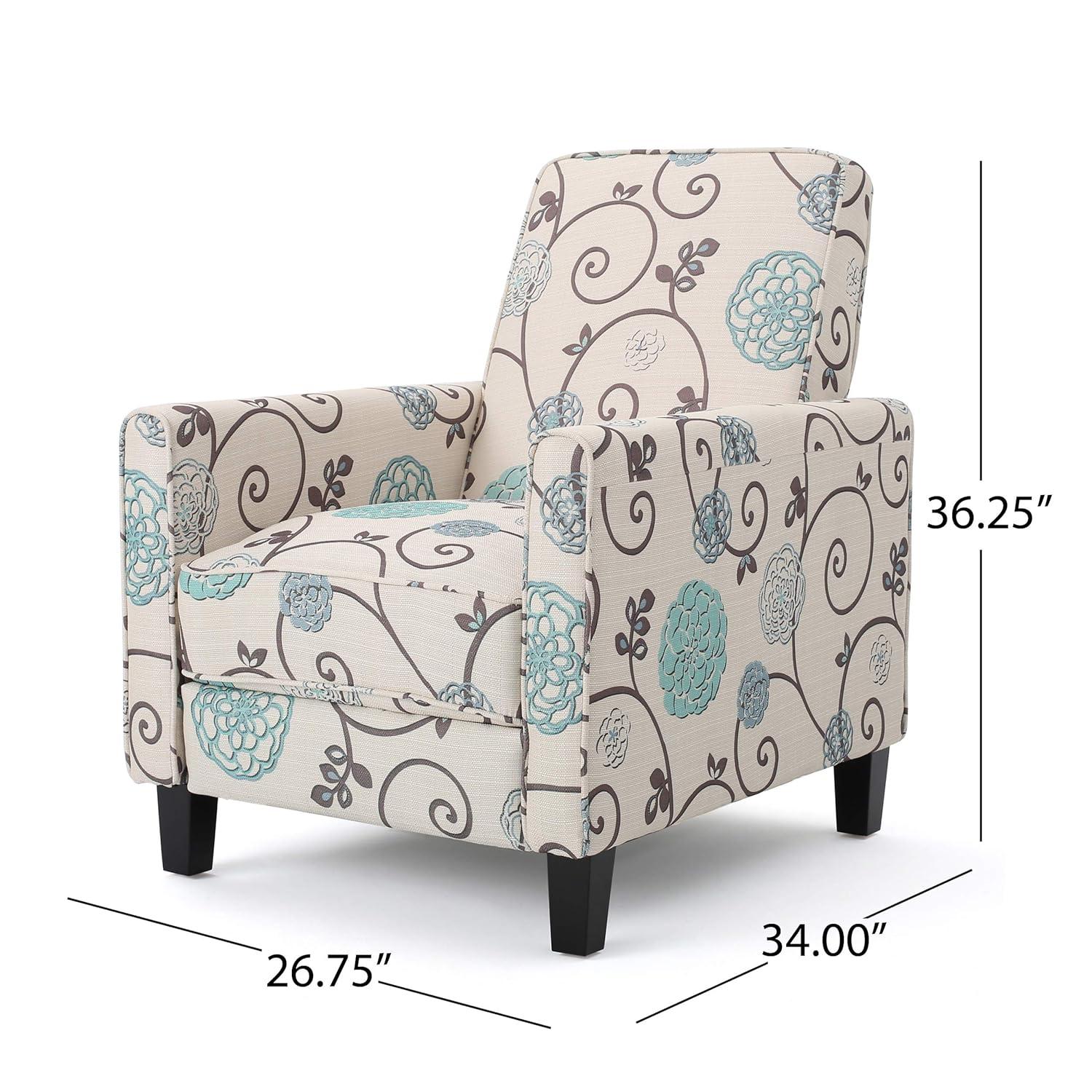 Darvis Fabric Recliner White - Christopher Knight Home: Petite Design, Tapered Legs, Piped Edges