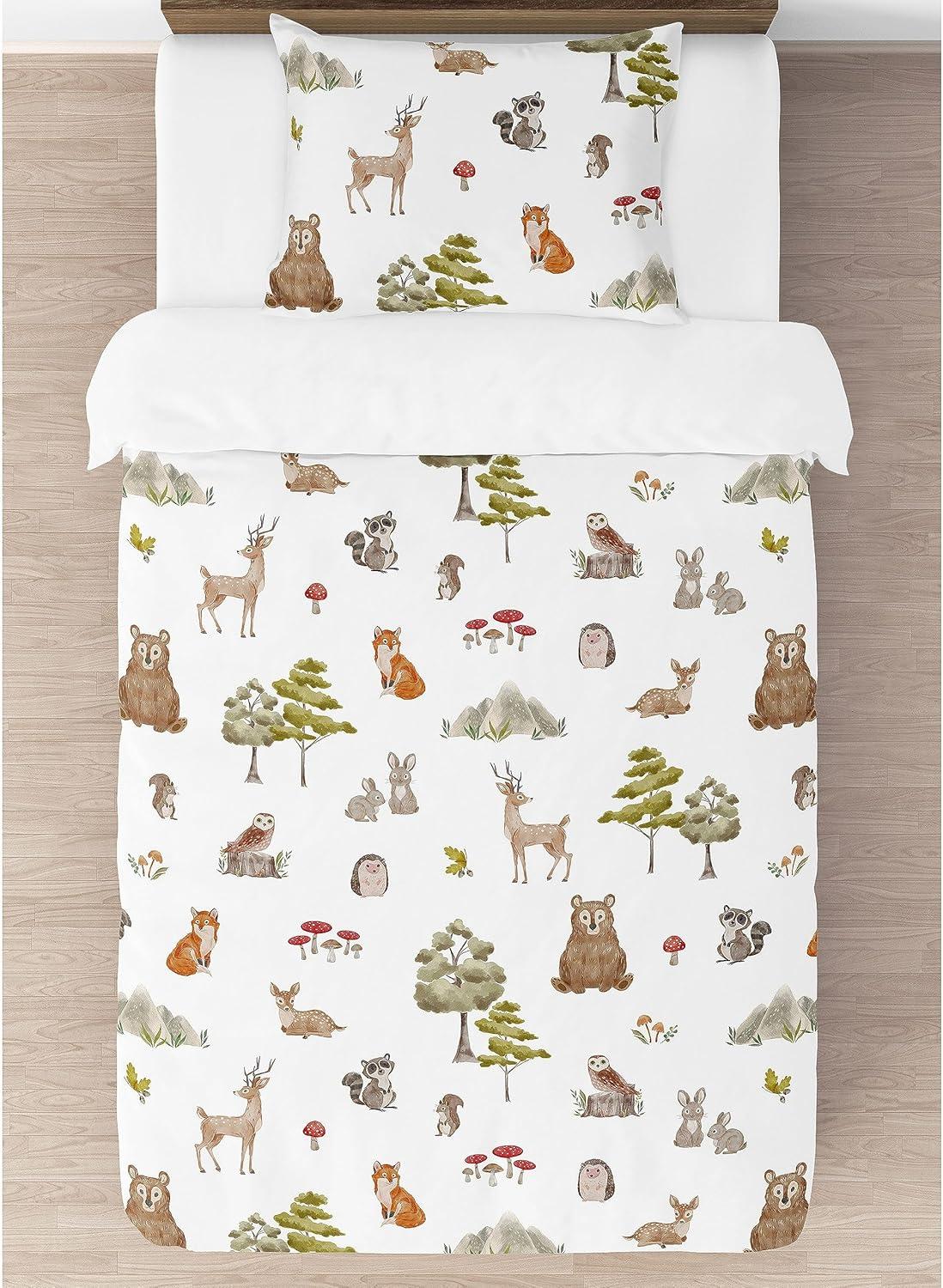 Watercolor Woodland Forest Animals Twin Comforter Set by Sweet Jojo Designs